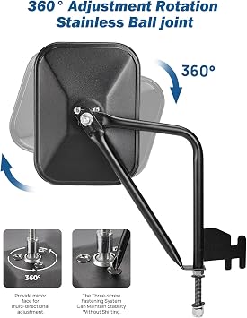 JOYTUTUS Upgraded Mirrors Doors Off for Wrangler JK JKU JL JLU & Gladiator JT 2007-2026, No Vibrate & Wobble Wide Side Mirrors, Easy-Install Doorless Mirror for Safe Doors Off Driving