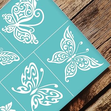 2 Sheets Silkscreen Stencil, Butterfly Printing Stencils Templates Reusable Self-Adhesive Silk Screen for Painting on Wall, Wood, T-Shirt, Fabric, Home Craft Decor (8.7x11Inch)