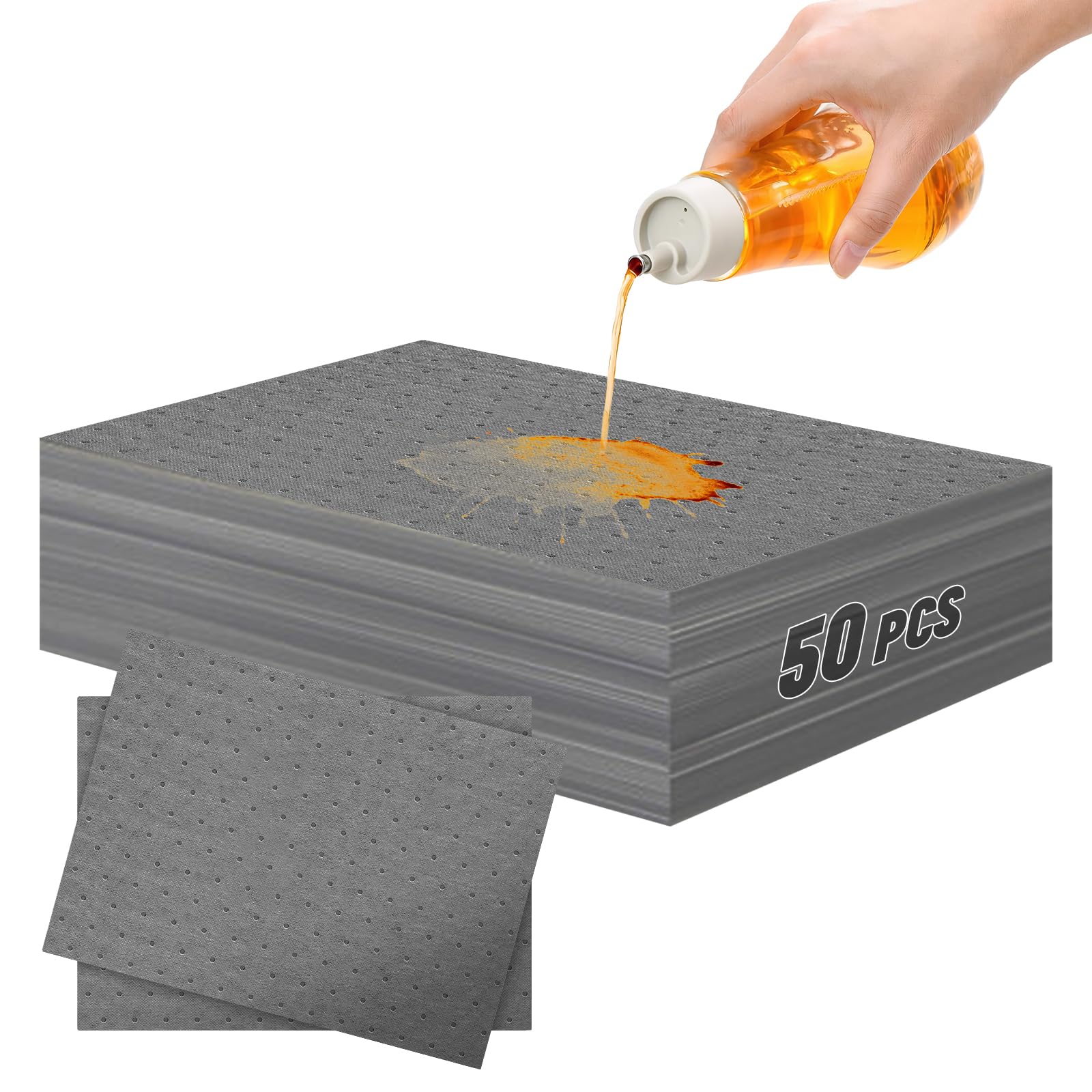 50 tappetini universali assorbenti, 35 x 25 cm, multiuso, per manutenzione, assorbono fuoriuscite di olio, liquidi refrigeranti d'acqua, tappetini per uso generale, fogli assorbenti per casa