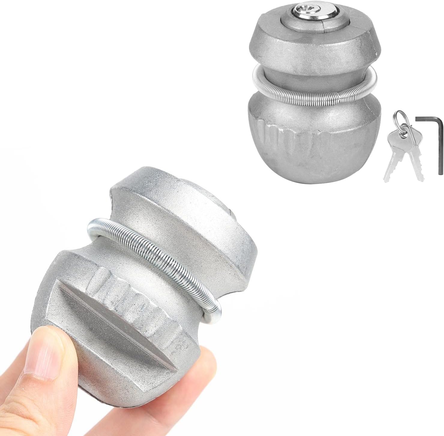 Antivol Remorque Universel Laiton - Verrou Attelage Robuste Avec Cache Boule Et 2 Clés, Sécurité Caravane Voiture Camion