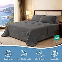 Vista 8 de Cozy Bliss x Sorona® Viscose Natural Fiber Cooling Comforter Twin Size, Reversible Silky Smooth Cooling Blanket with Q-Max＞0.45 for Hot Sleepers &