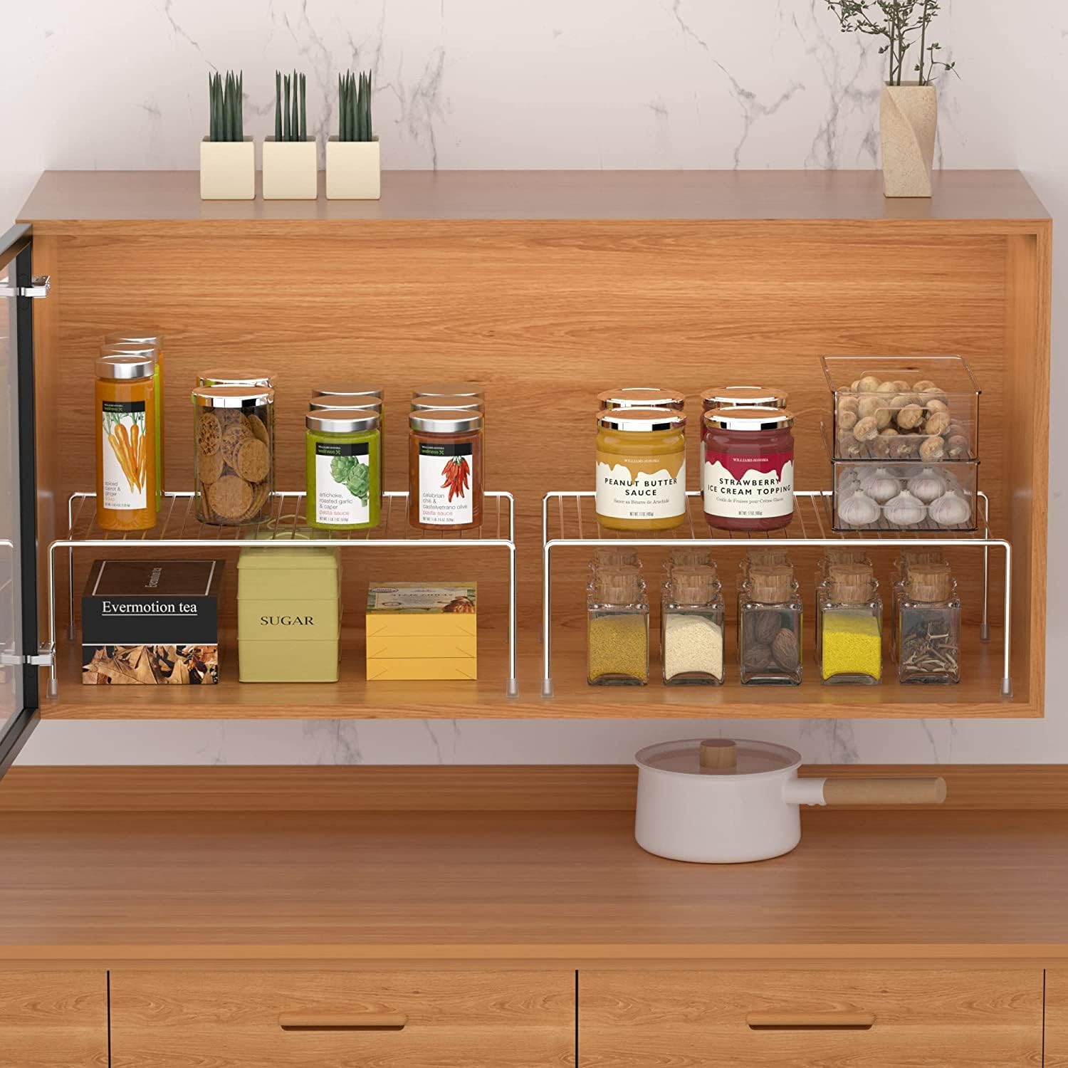 LEVON Stainless Steel Multi Purpose Countertop Simple Stand Bracket Shelf Rack For Kitchen - Size (12X 9 X 5 Inches)| Special Nano Coating( Pack Of 2 Piece