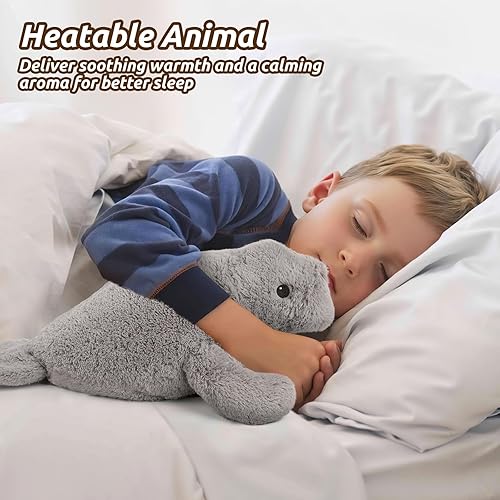 Miniatura 8 de Manatee - Animales de peluche para microondas, adorable peluche de manatí esponjoso para mayor comodidad, juguete de aroma a lavanda refrescante y