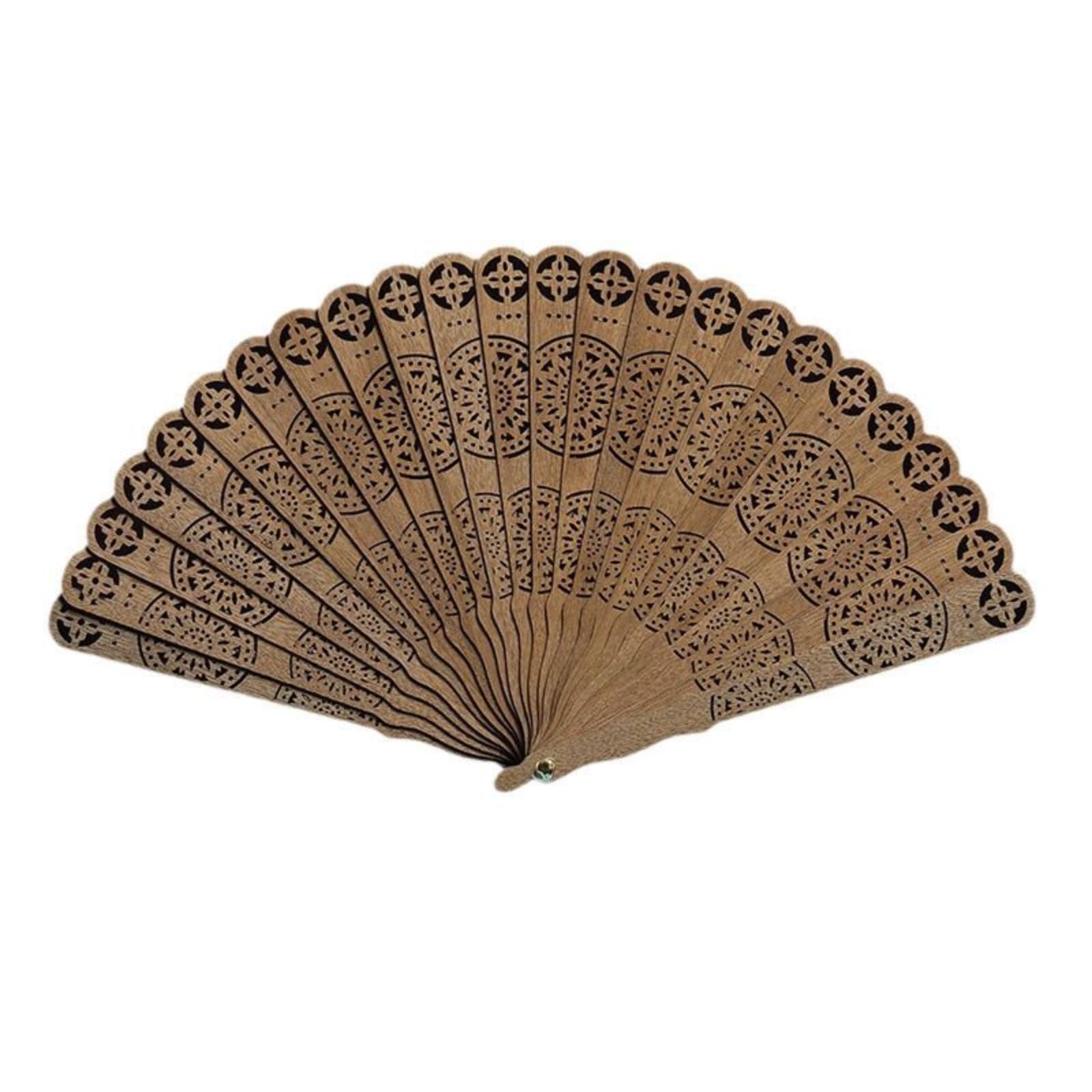 Éventail pliant décoratif de 18 cm avec ornements artisanaux creux à offrir en cadeau