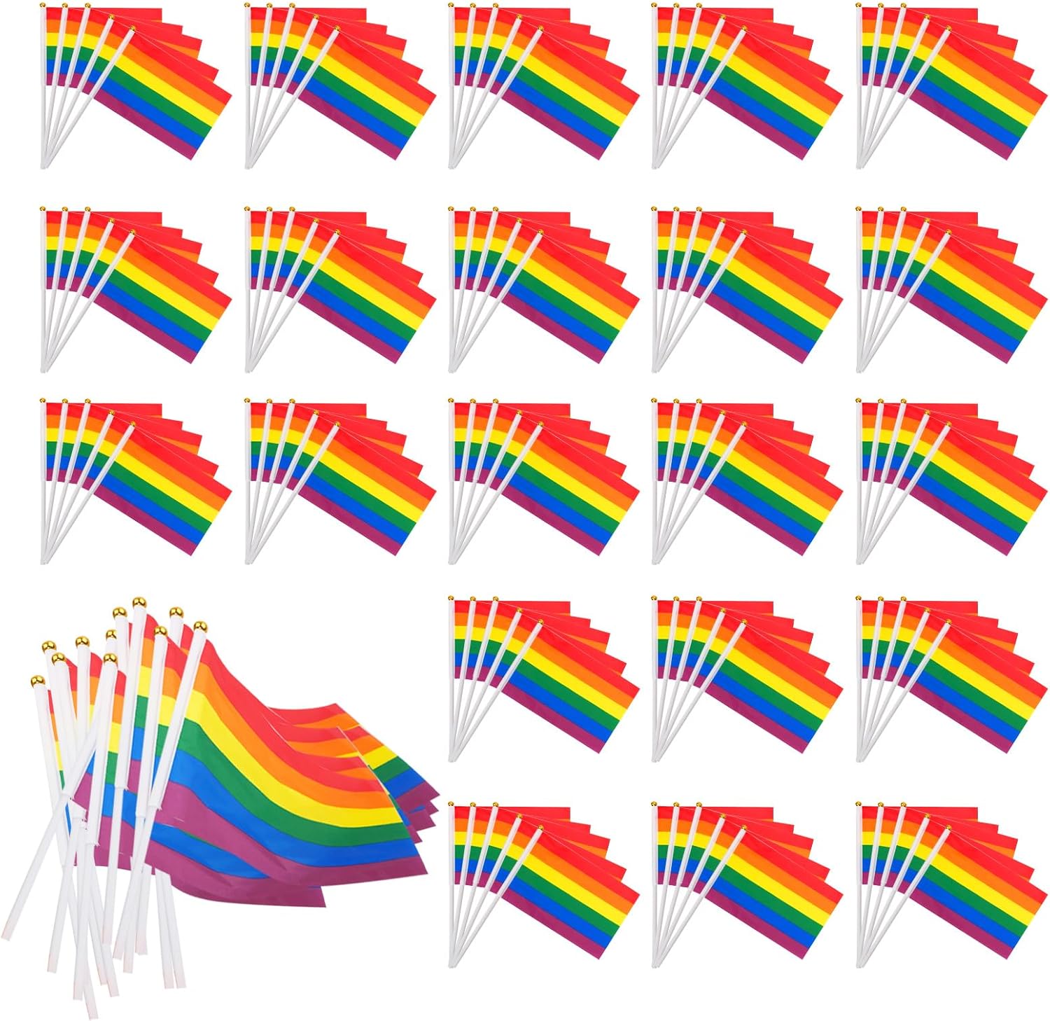 1000 Pack Rainbow Pride Flag LGBT Rainbow Mini Handheld Small Parade Flag Holiday Supplies for Gay and Lesbian Outdoor Parades Decorations