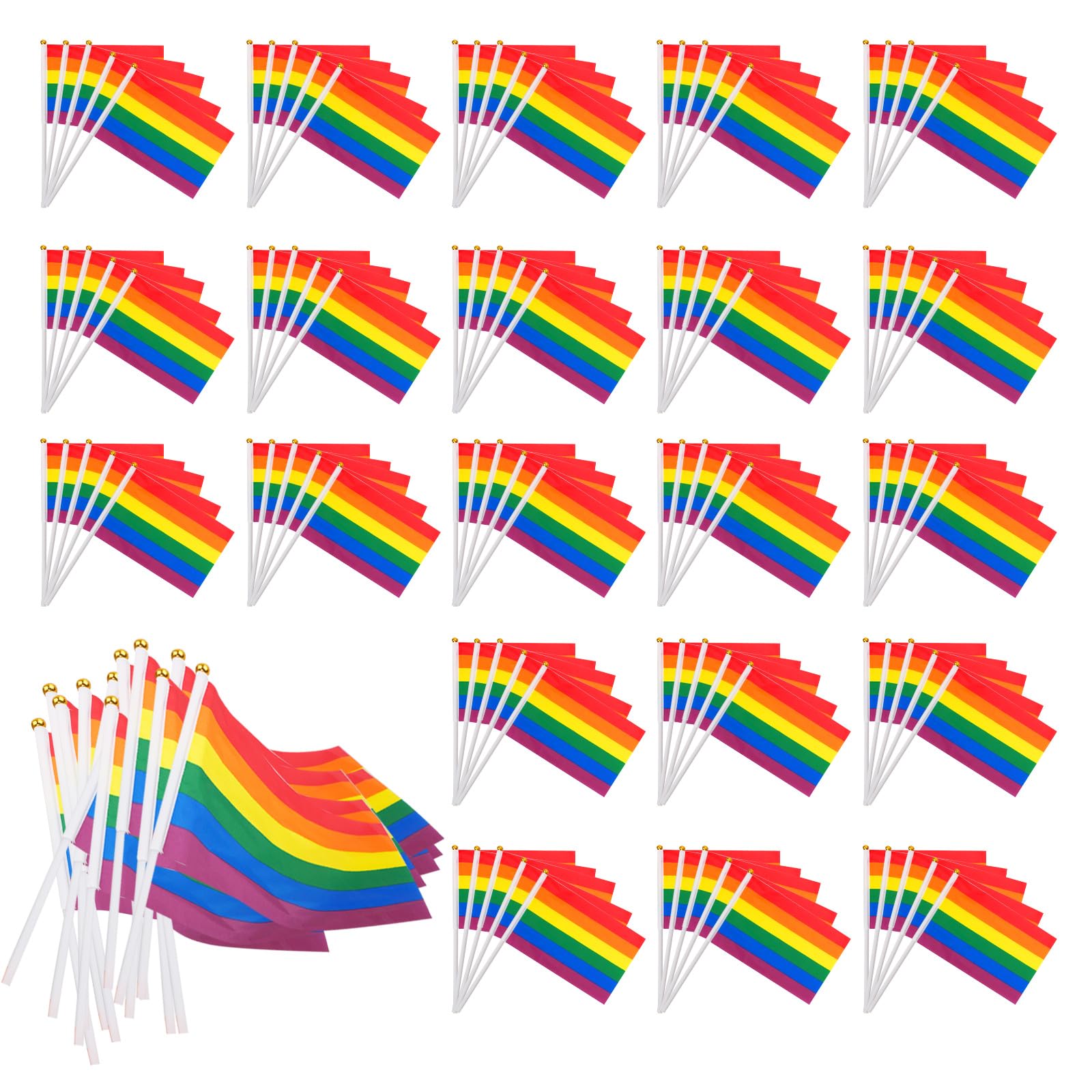 1000 Pack Rainbow Pride Flag LGBT Rainbow Mini Handheld Small Parade Flag Holiday Supplies for Gay and Lesbian Outdoor Parades Decorations