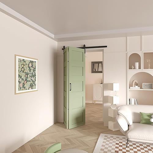 Vista 23 de DonYoung Kit de herrajes para puerta de granero plegable de 40 pulgadas para 2 puertas, rodillo de montaje lateral resistente para un deslizamiento