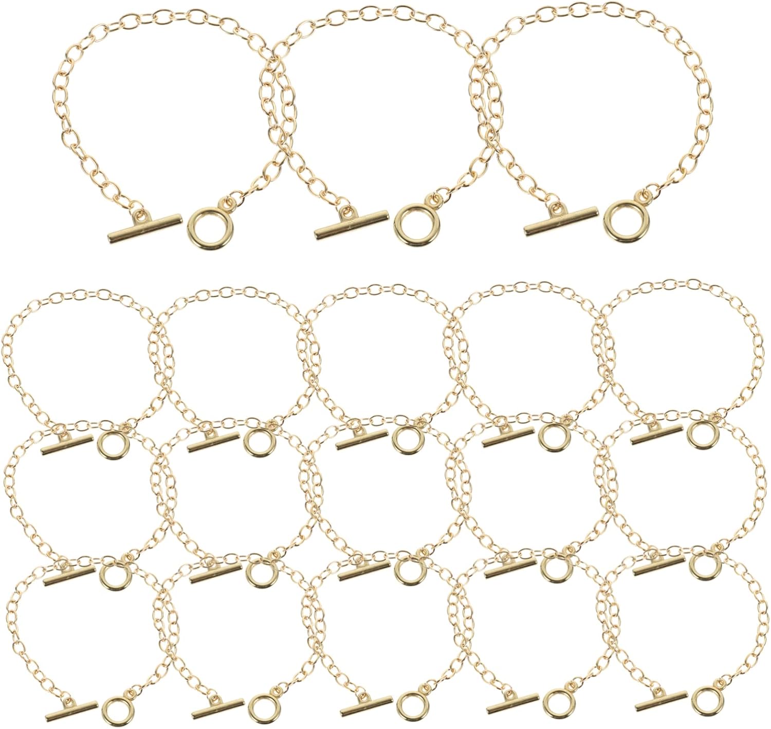 DOITOOL 30 Złotych Łańcuszkowych Bransoletek z Zapięciem Toggle Modnych i Trwałych Łańcuszkowe Bransoletki DIY Kobiet i Dziewcząt Eleganckie i Wygodne Do Codziennego Noszenia