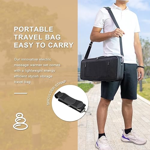 Miniatura 4 de Calentador de piedras de masaje portátil con adaptador de automóvil, juego de palos de masaje de bambú eléctrico para spa, juego de masaje de bambú