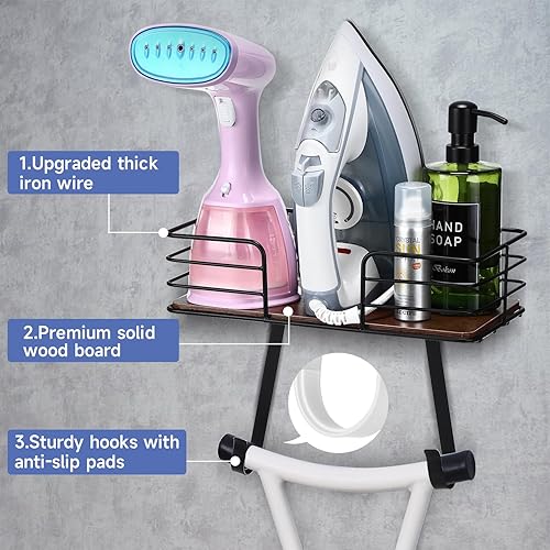 Miniatura 3 de Soporte para tabla de planchar para colgar en la pared, para colgar plancha y tabla de planchar, almacenamiento, decoración y organización para la