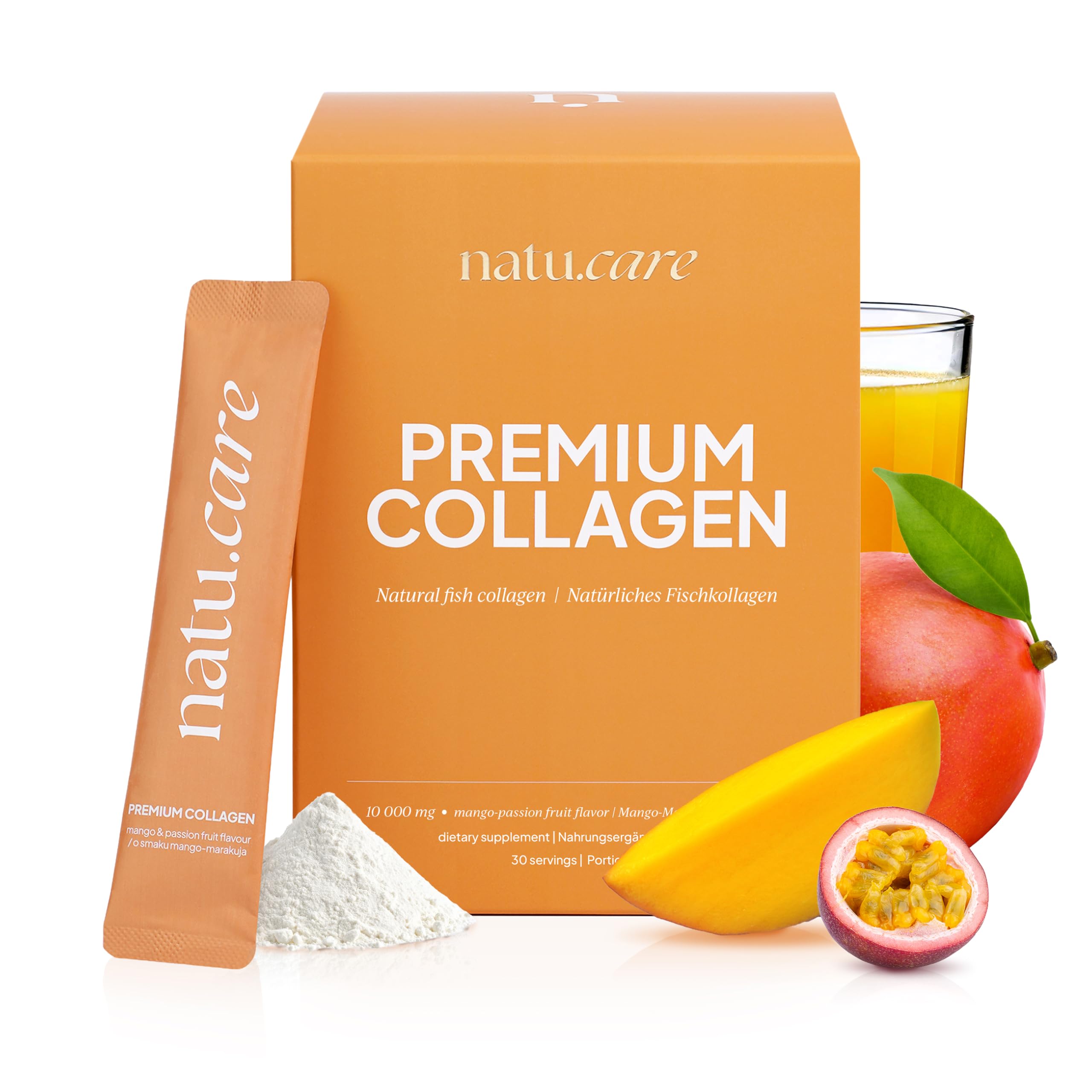 natu.care - Poudre de collagène de qualité supérieure 10 000 mg - Poudre de collagène - Poudre de collagène - Protéines vitales peptides de collagène - 100% naturel - Hydrolysat de collagène marin -