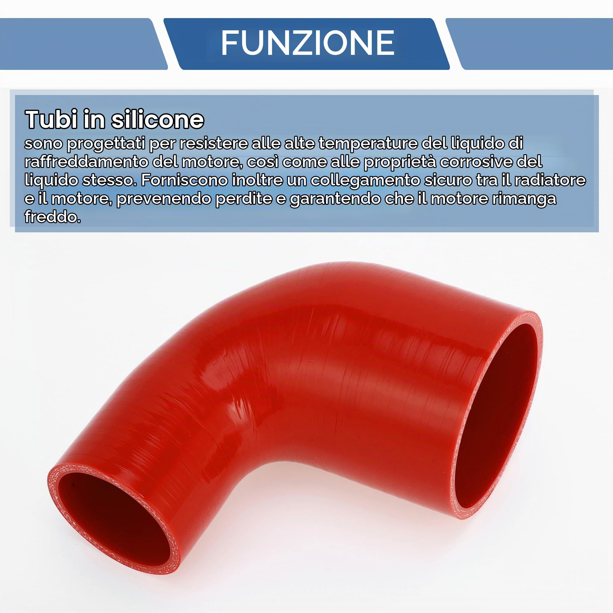 A ABSOPRO 1 Pz 51mm/2.01"-76mm/2.99" ID 100mm/3.94" Lunghezza 90 Gradi Tubo in Silicone Rosso per Raffreddamento Universale