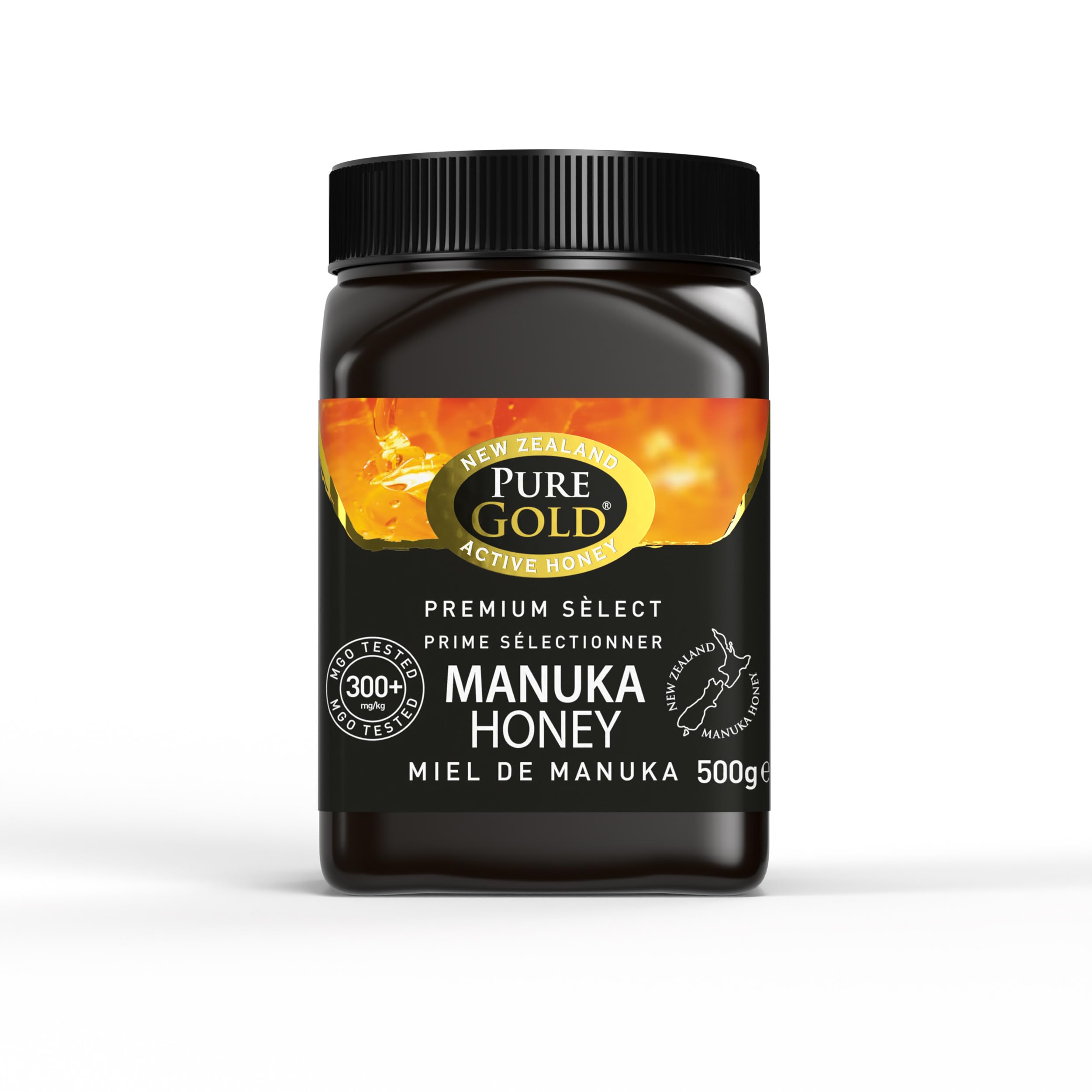 Pure GoldManuka Honey - 300+ MGO Certified Premium - 500g - New Zealand, Ethically Sourced, Raw & Unpasteurised - Naturally Made by Bees & Home Traceable - 1 Pack