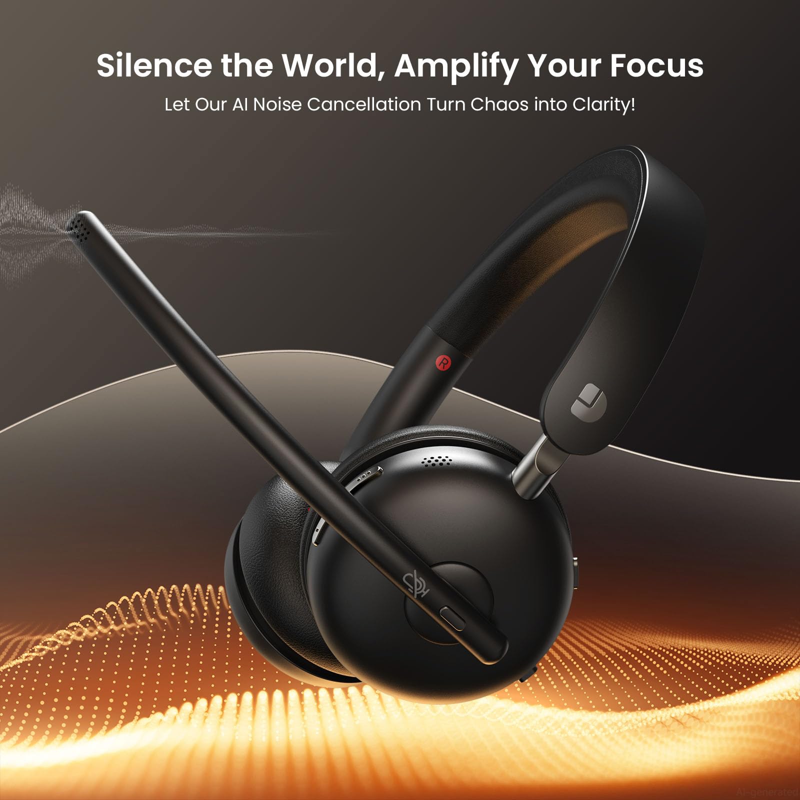 Dytole Kabelloses Headset mit Mikrofon für die Arbeit, Bluetooth 5.3 Headset mit Geräuschunterdrückung, kabellose Kopfhörer mit Mikrofon & USB-Dongle, 65H & Stummschaltung, ideal für PC/Call Center