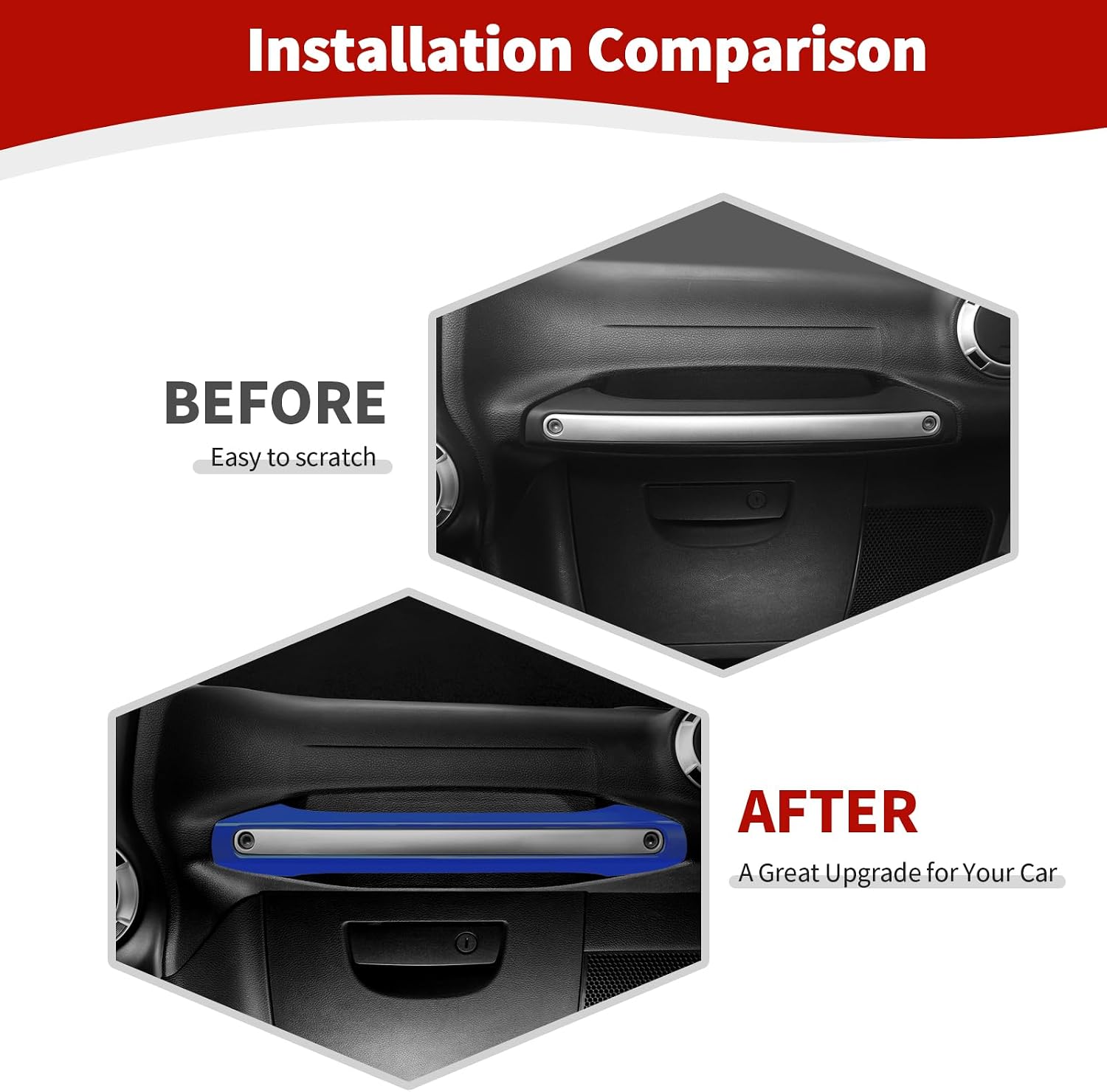 for Jeep JK Passenger Grab Handle Cover Trim Frame Fit for Jeep Wrangler JK JKU 2011-2017 Blue Interior Accessories 1pc