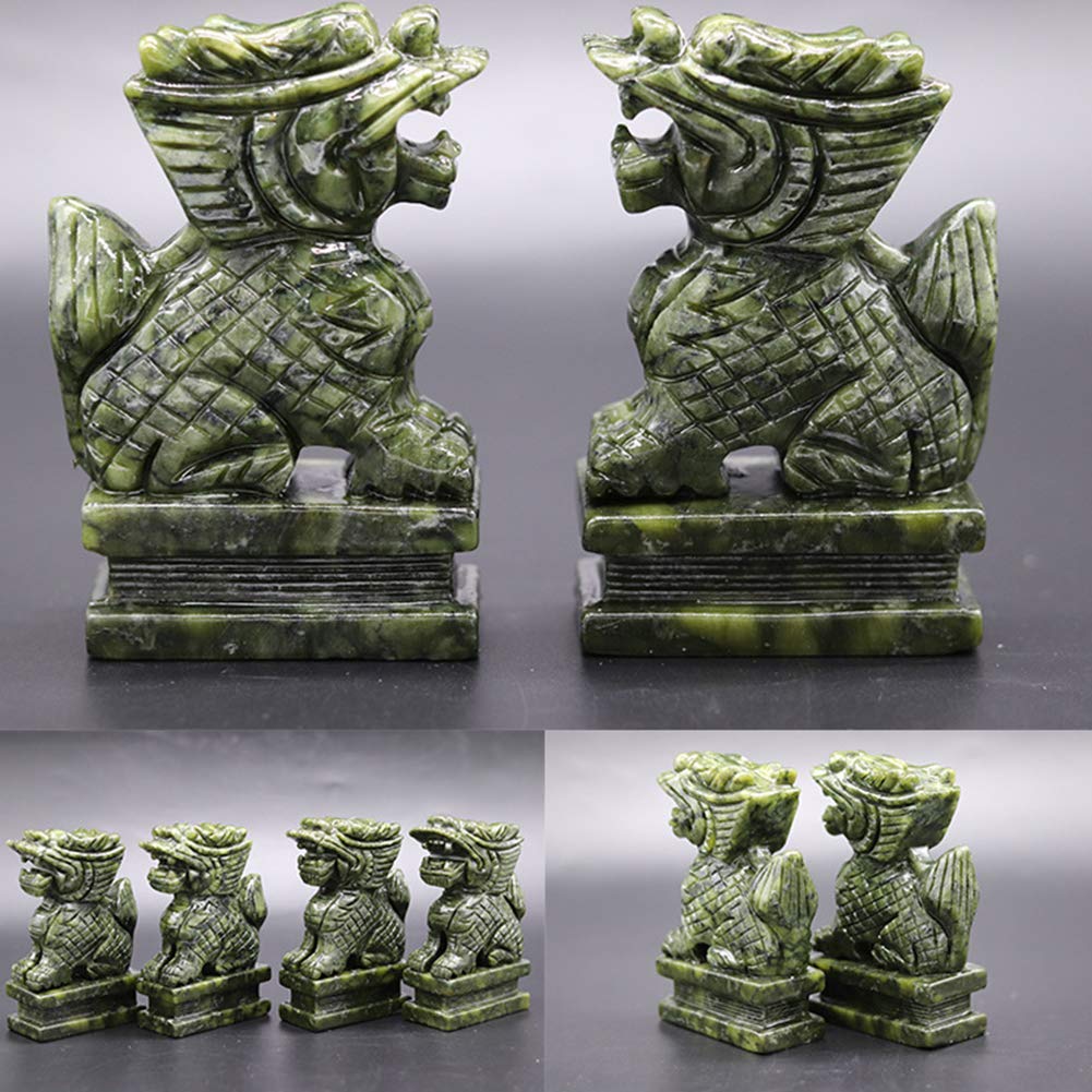 Ornamenti Feng Shui Chi Lin/Kylin Scultura in Giada Verde Naturale ricchezza prosperità Ornamento Decorazione della casa, attirare ricchezza e buona Fortuna