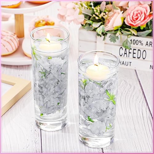 Miniatura 2 de MTLEE Juego de 24 velas flotantes de flores artificiales, centro de mesa de boda, 12 velas flotantes sin perfume y 12 jarrones de flores para boda,