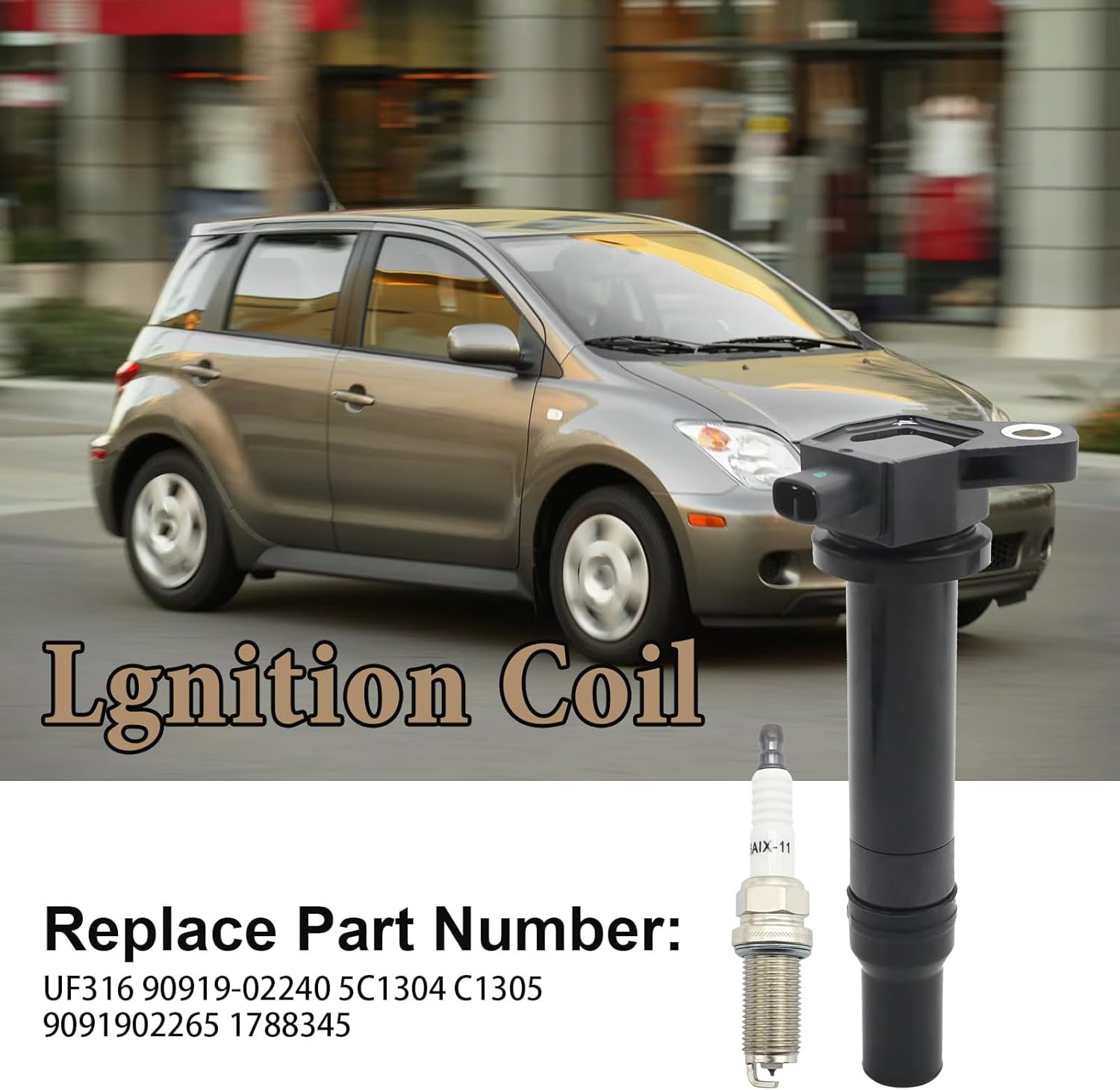 UF316 4 Pcs Ignition Coils, 4 Pcs Iridium Spark Plugs, Replacement for Toyota Scion xA xB, Replacement for Echo, Replaces 9091902265, 5C1304, C1305, 9091902265, 1788345