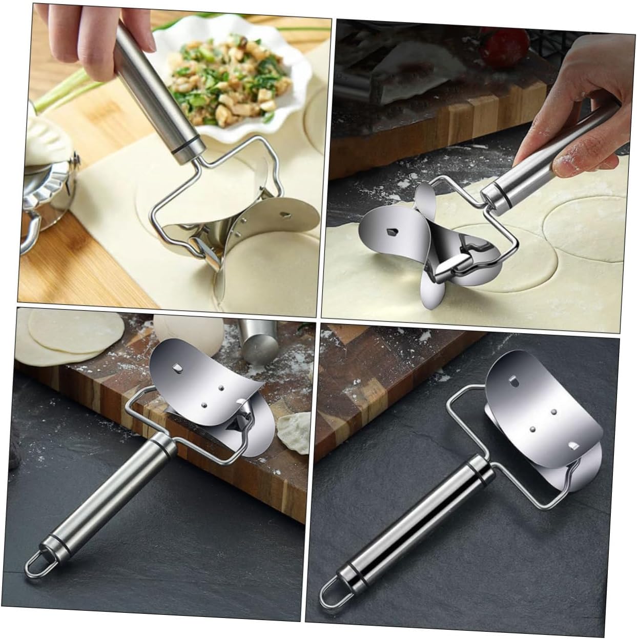 3pcs Stainless Steel Dumpling Skin Cutter Tool for Kitchen Manual Ergonomic Rolling Accessory Precision Cutter for Wonton and Dumplings Essential Kitchen Supplies