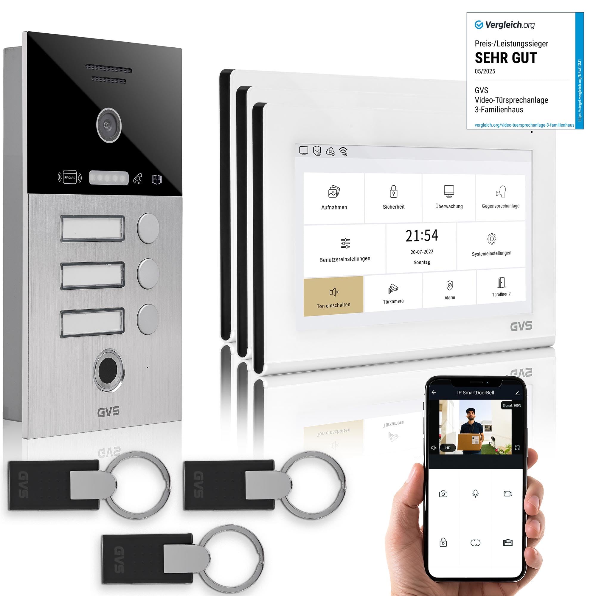 HD WLAN Video Türsprechanlage Mit Fingerprint Anthrazitgrau BALTER EV
