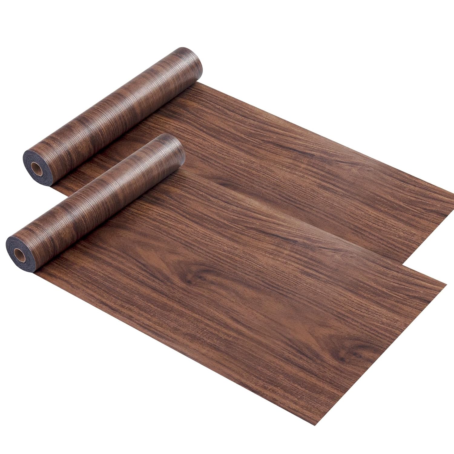 Peel and Stick Vinyl Flooring Planks Roll Wood Grain Wallpapers | Lightweight Floor Covering Glossy Surfaces Self Adhesive DIY Wall Stickers Retro Dark Brown