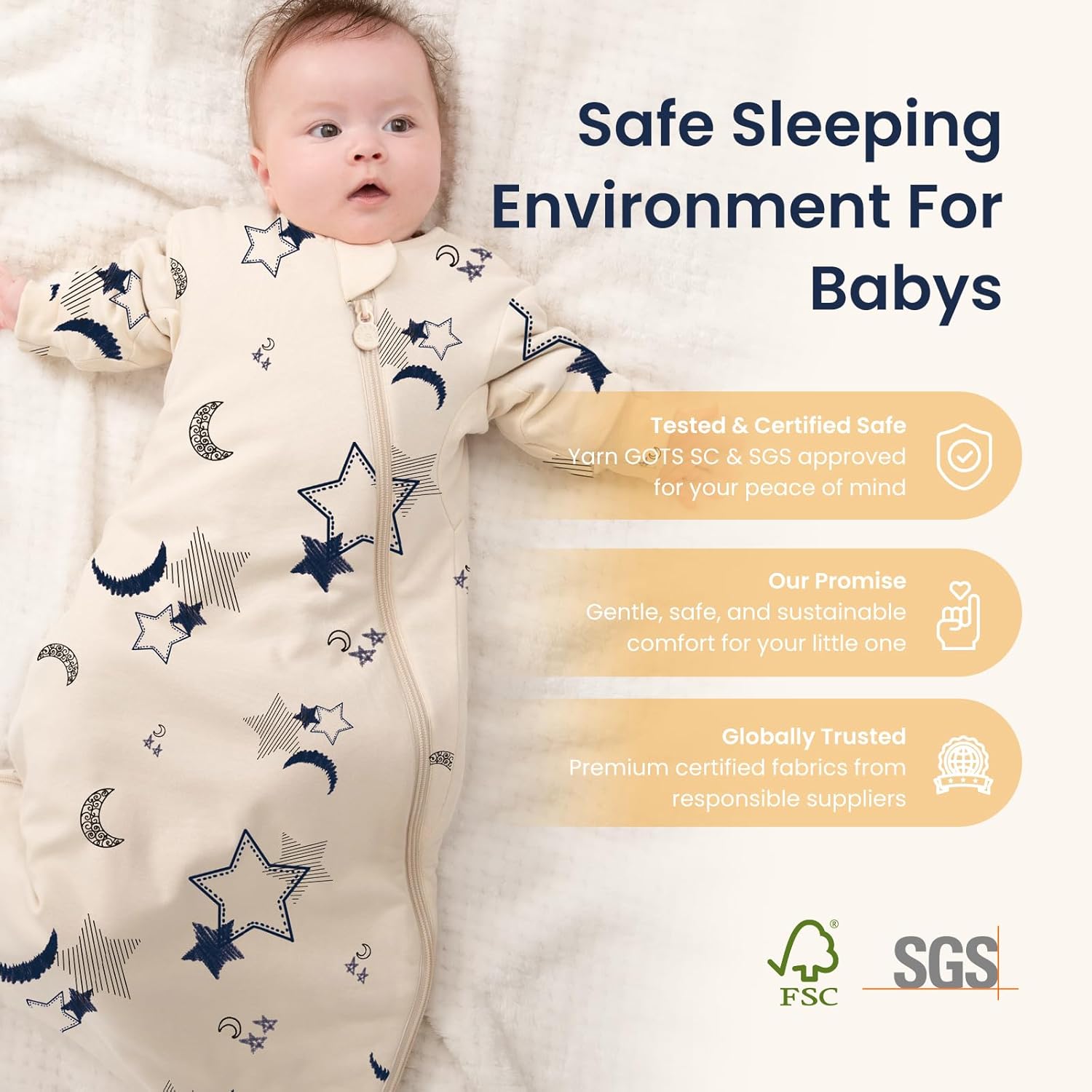 Unisex Sleeping Bag for Babies and Toddlers 1.0 Tog Sleep Sack 6-18 Months, Newborn Sleep Sack, Wearable Blanket Baby, One Piece Long Sleeves, Gifts for Baby