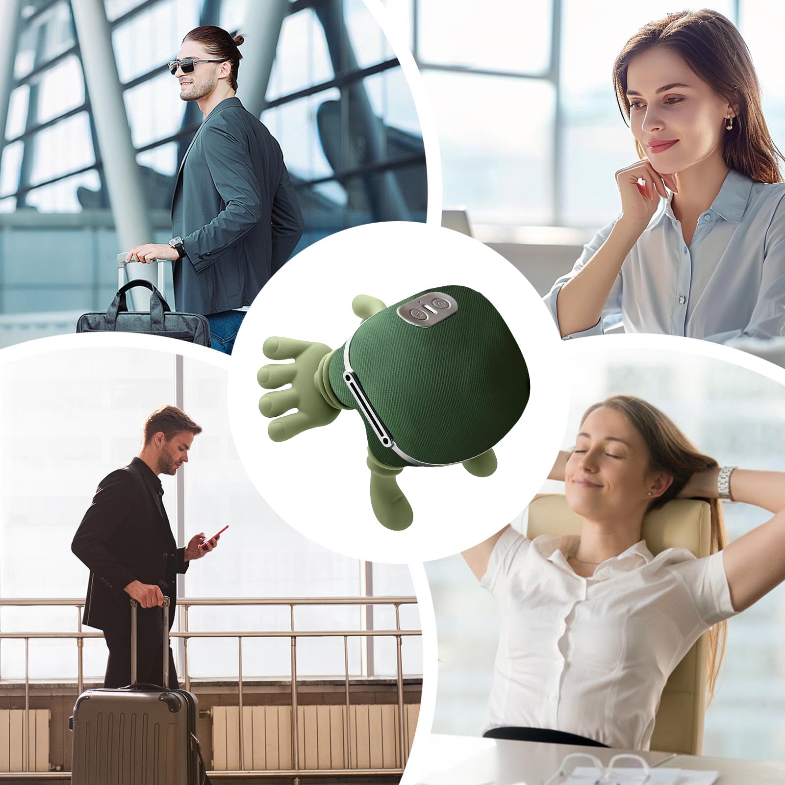 Massierende Hand Für Nacken, 4D-Nackenmassagegerät, Wiederaufladbarer Nacken- & Schultermassagegerät Mit Akupressur Und Wärme, Zum Reisen, Ausruhen, Zur Stresslinderung