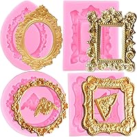 Mujiang Vintage Photo Frame Fondant Molds Set of 4 Silicone Molds for Cake Decorating, Cupcakes, Chocolate, Candy & Polymer Clay