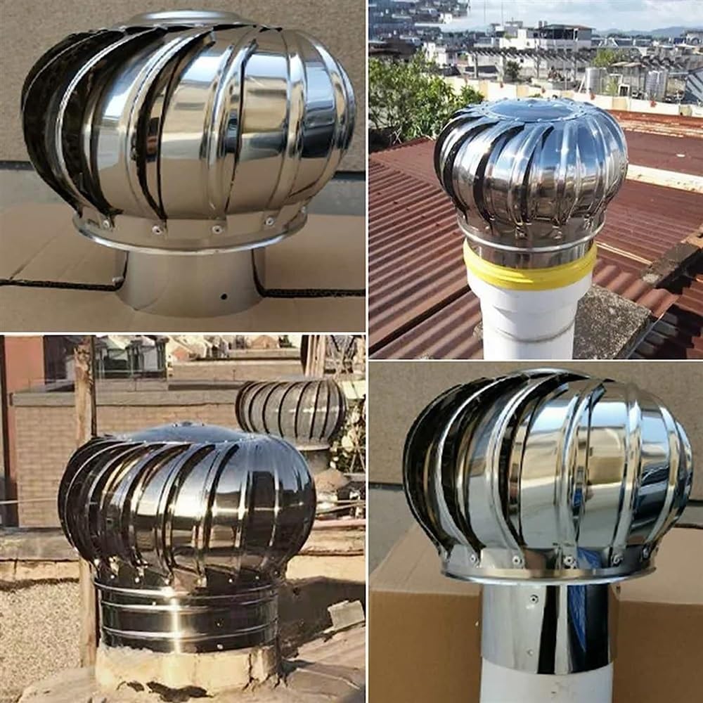 Roof Vents Wind Turbine Cover for Home Roof, Outdoor Roofing Vent Pipe for House/Chimney/Metal Roof, All Weather Rain Cap Stainless Steel (100mm/3.9 in)