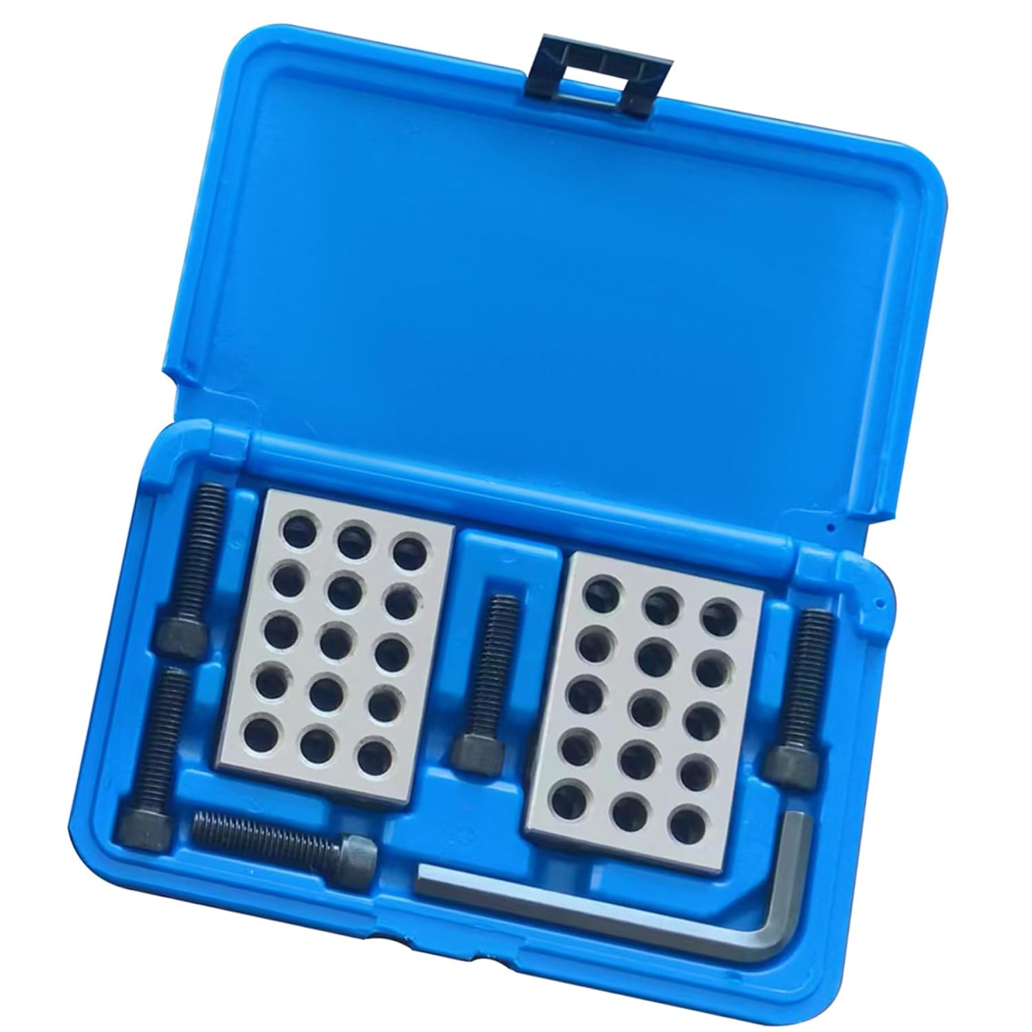 marddpair 8Pcs 1 x 2 x 3 Inch Blocks Accuracy 23 Hole Block Set 0.0001 Accuracy with Screws Hex Key Plastic Case Fit for Set-up, Layout and Inspection Jobs