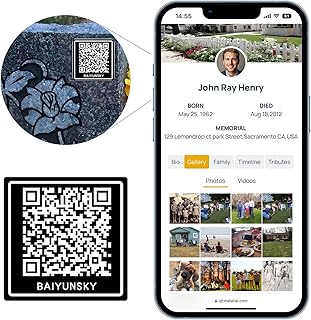 QR Memorial Webpage and QR Memorial Plaque for Cemetery Headstone Grave Marker, Sympathy Gifts for Loss of Loved One