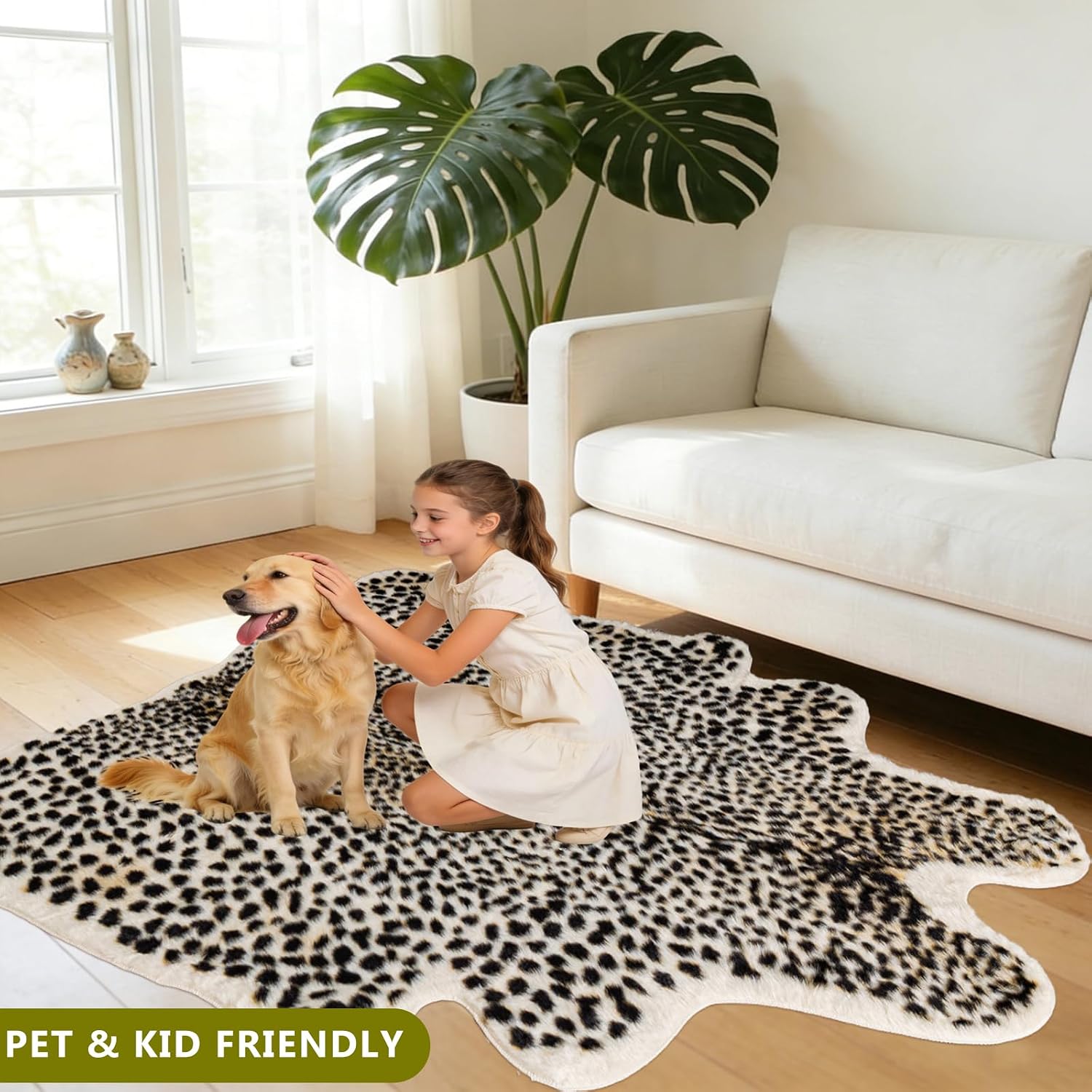 Leopard Print Rug, Large Cheetah Rug 6.2x8 Feet Soft Faux Animal Print Carpet Skin Hide Cheetah Area Rug for Bedroom Livingroom Home Office Multicolor