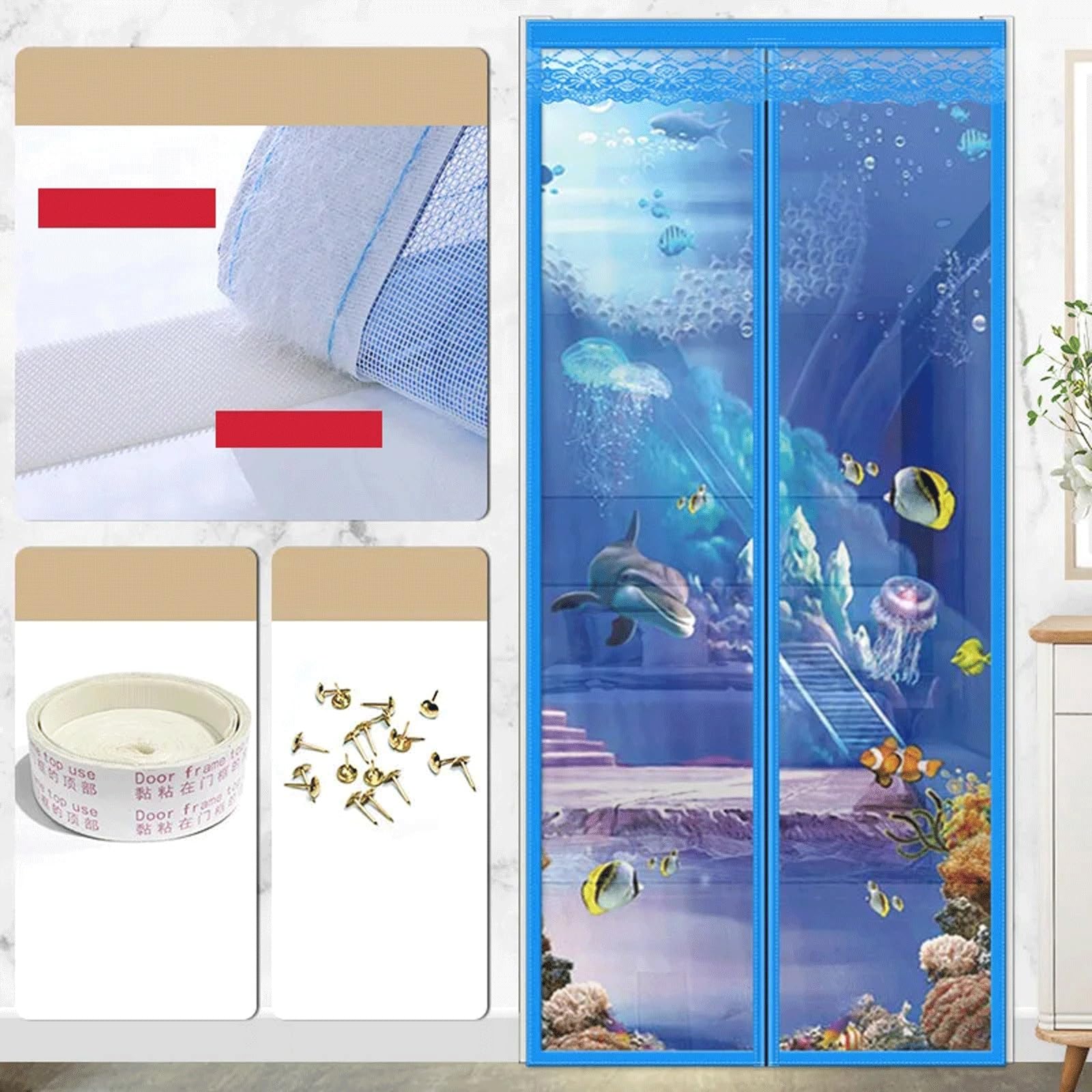 Reinforced Magnetic Shielding Door, Mosquito Net, Insect Curtain, Sturdy Door Shield Magnetic Closure, Hands-free Mesh Partition, Magnetic Shield Door Curtain for Front Patio Sliding Door