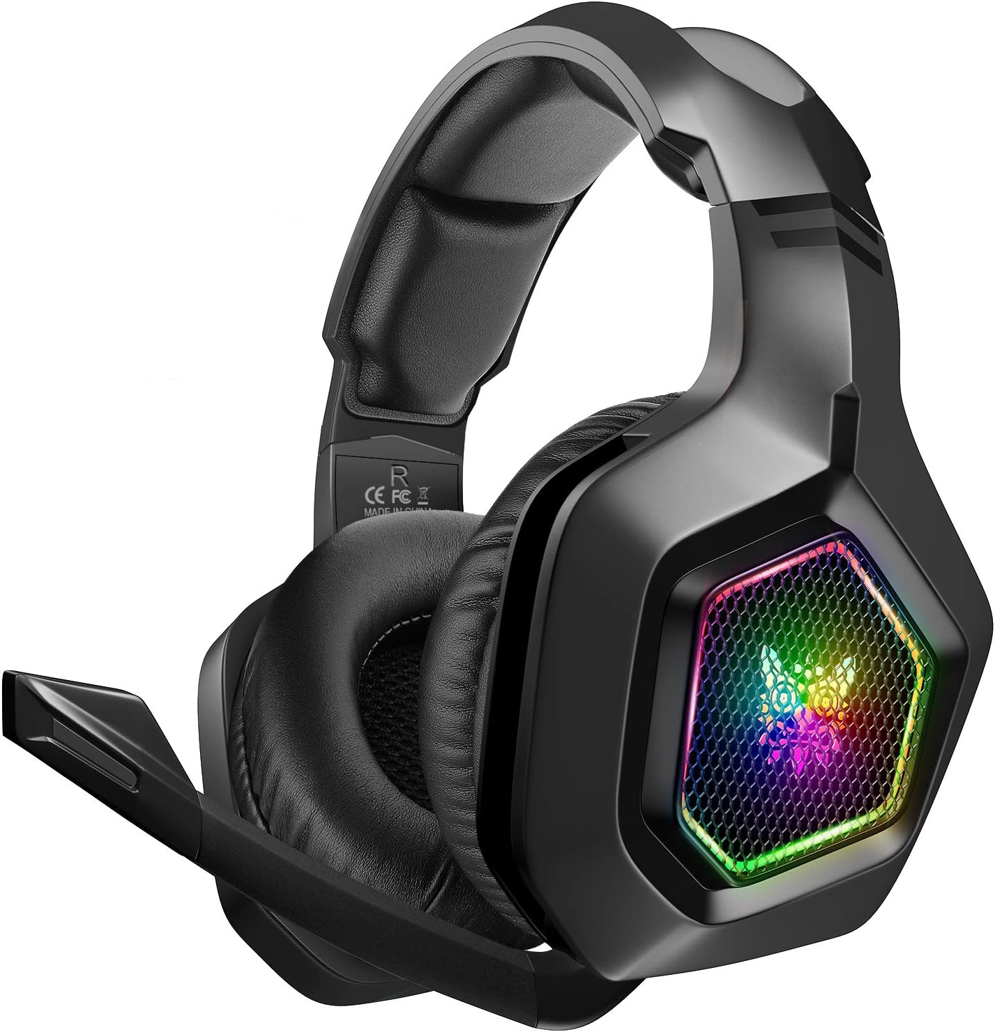 DIZA100 Gaming headset for PS4, PS5, Surround Stereo 3.5mm Gaming Headphones with Mic and RGB Rainbow Light for Xbox One PC Laptop Mac