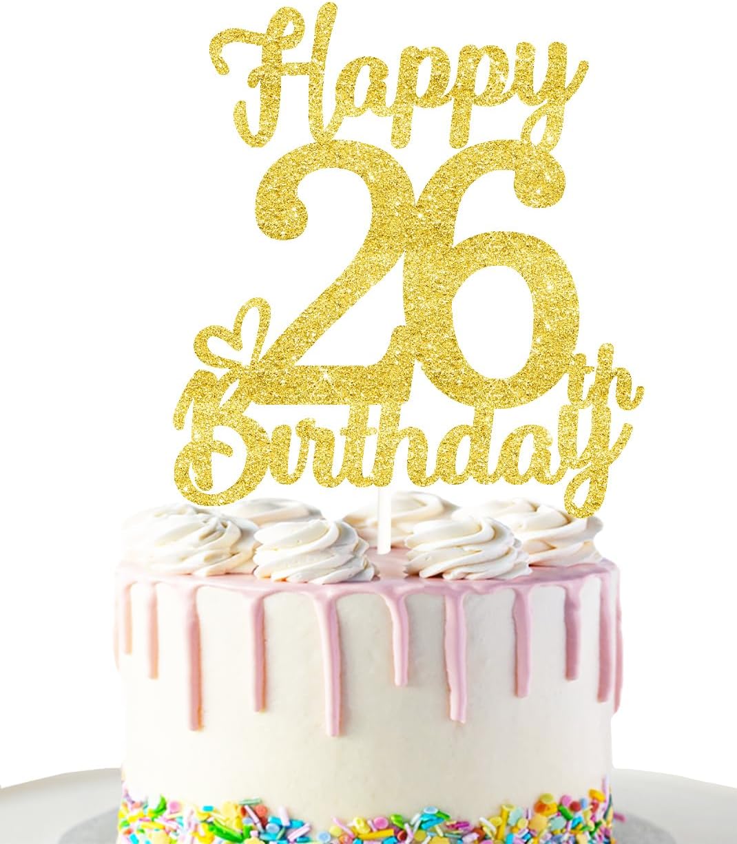 26 Birthday Cake Toppers-Gold Glitter, 26th Cake Topper for Men,26 Cake Topper For Women, 26th birthday decorations,26th Birthday Cake Topper Twenty six - Image 3