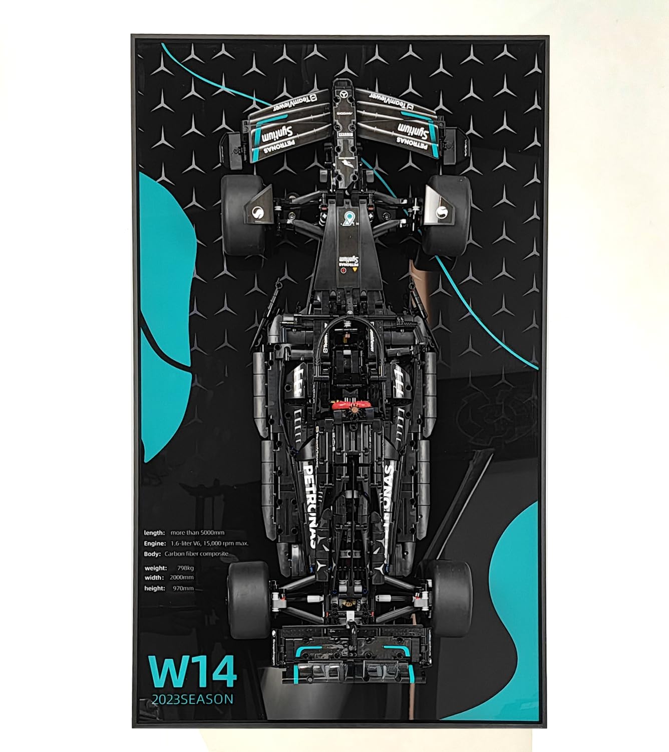 icuanuty Tableau mural pour Lego Technic Ferrari SF-24 F1 Voiture de course 42207 Crochet mural pour Lego Ferrari F1 Auto 75 x 45 cm Décoration pour adultes (modèle non inclus