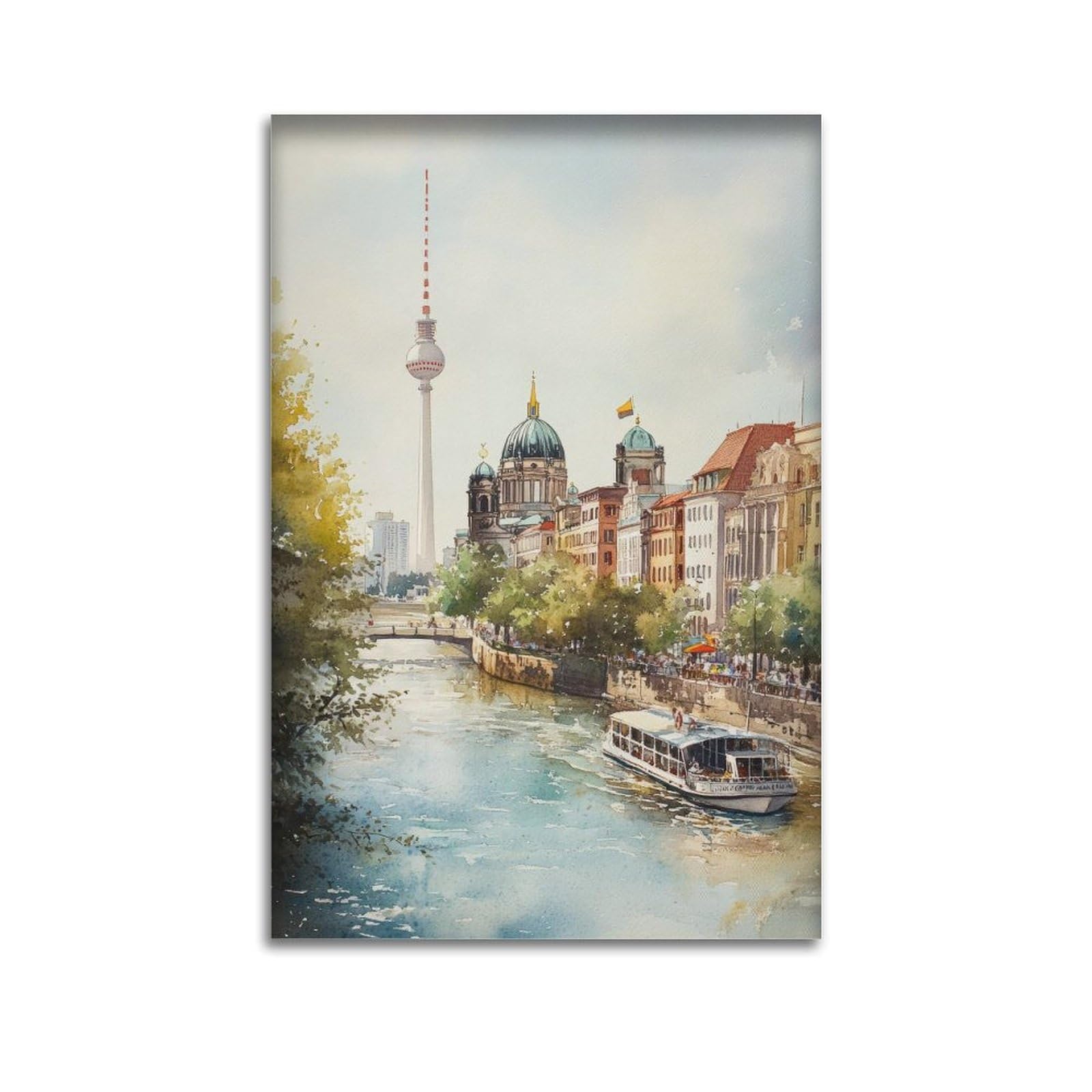 xiaoxiaoshen Berlin Germany Skyline Scenic Cityscape Canvas Poster Wall Art Prints Room Aesthetic Murals Bedroom And Living Decorations 08x12inch(20x30cm)