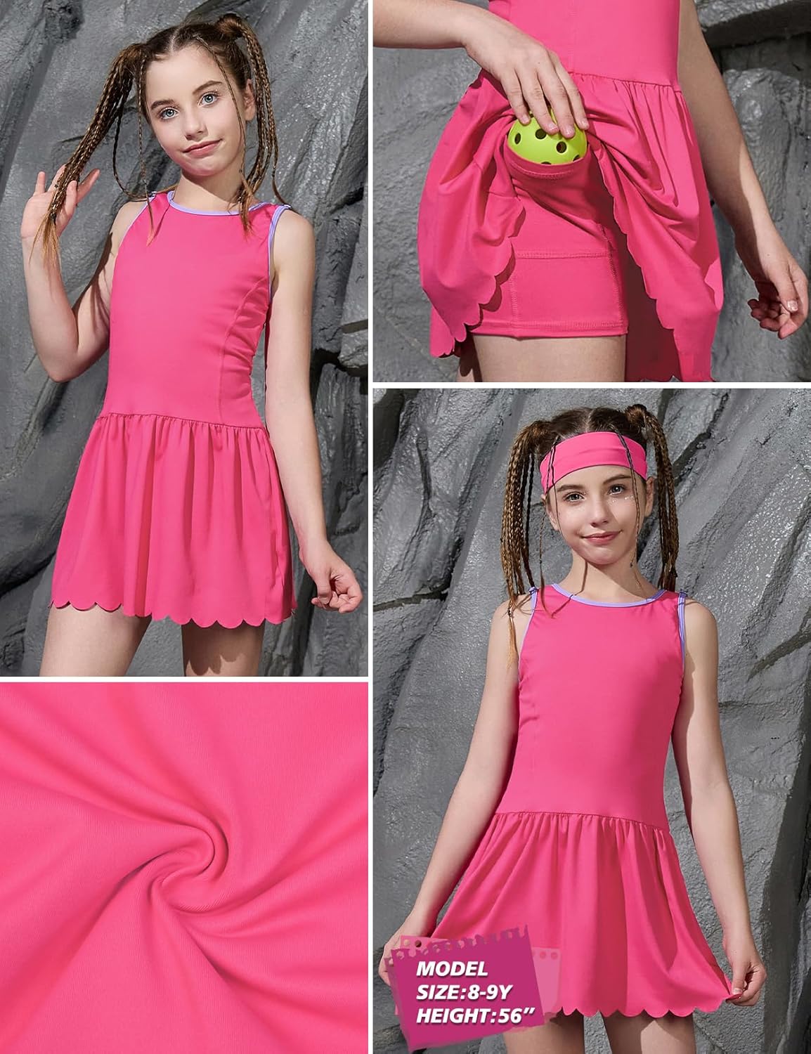 Girls Tennis Dress Crisscross Back Golf Workout Dress with Built-in Bra & Shorts Adjustable Strap Athletic Outfits