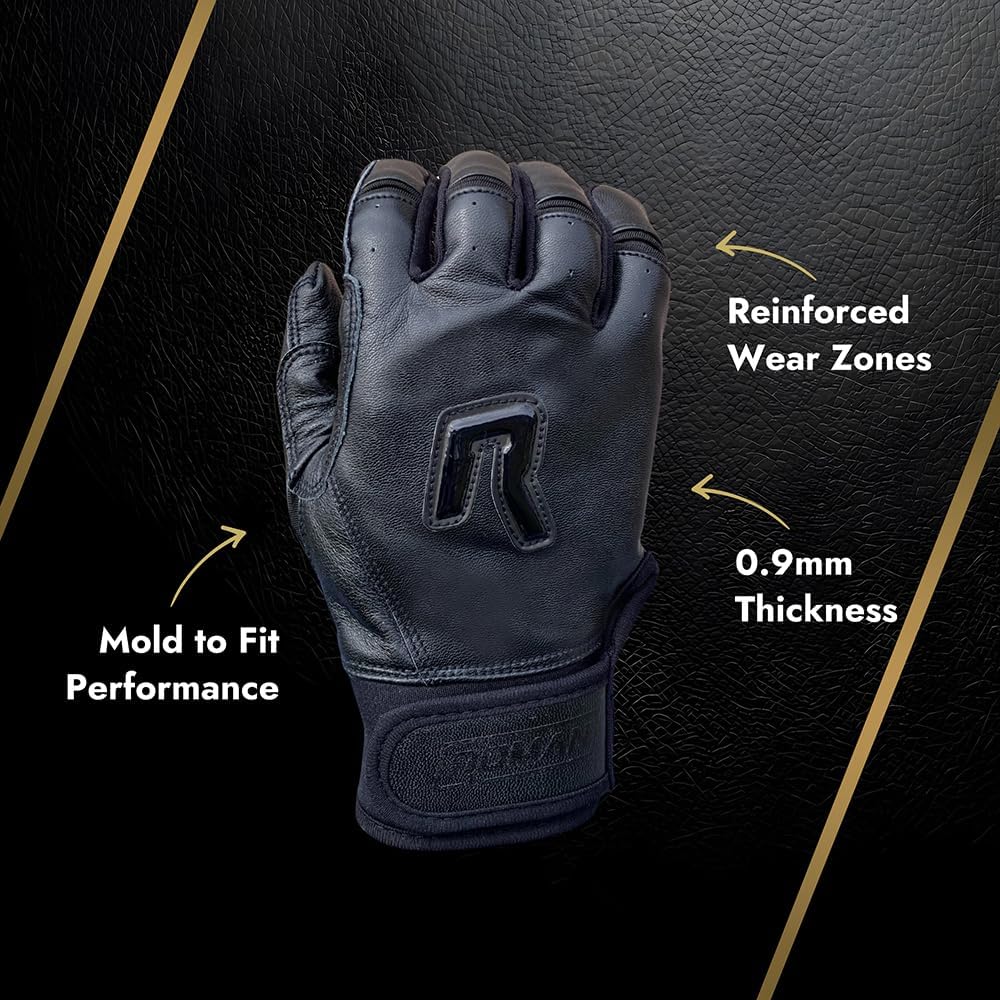 Professional Batting Gloves: 0.9mm Thick, Breathable and Durable Premium Cabretta Leather Baseball Gloves with Mold-to-Fit Performance - Short Cuff