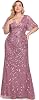 Ever-Pretty Women's Sequin Plus Size Formal Dresses for Curvy Women V Neck Mermaid Embroidery Prom Dress Evening Gown