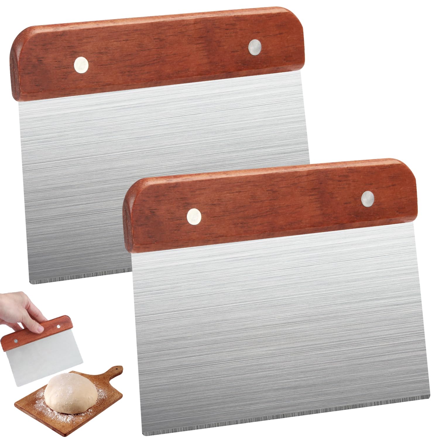 Lot De 3 Spatules/coupe-pâte En Acier Inoxydable - 15, 20 Et 25 Cm - Avec échelle Graduée - Anti-adhésif - Pour Pâtisserie, Pizza, Gâteaux... - Poignée Ergonomique - Facile à Nettoyer
