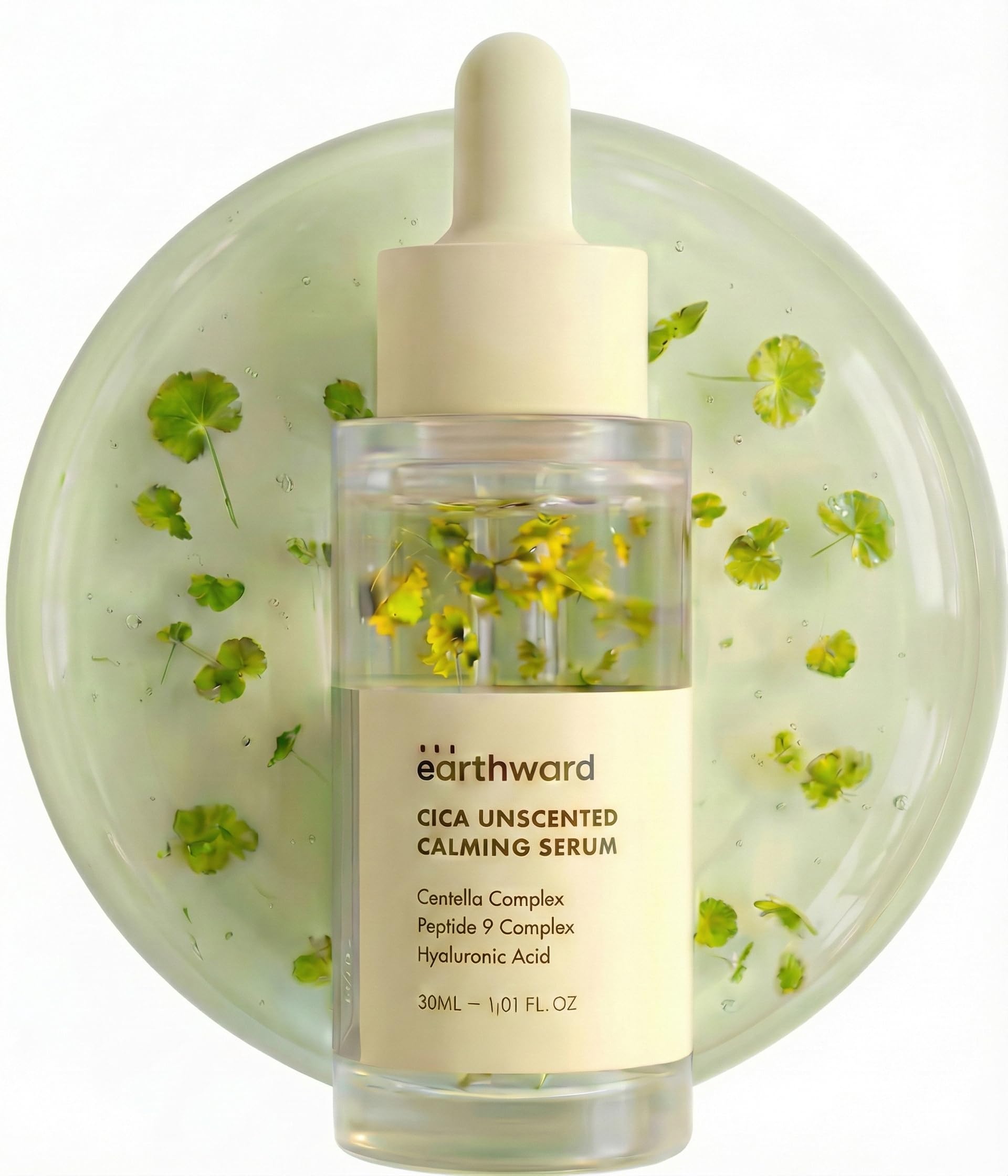 EARTHWARD Centella Serum with 494,700 ppm Centella Asiatica, Unscented Soothing Ampoule for Acne-Prone & Sensitive Skin, Acne & Redness Relief,