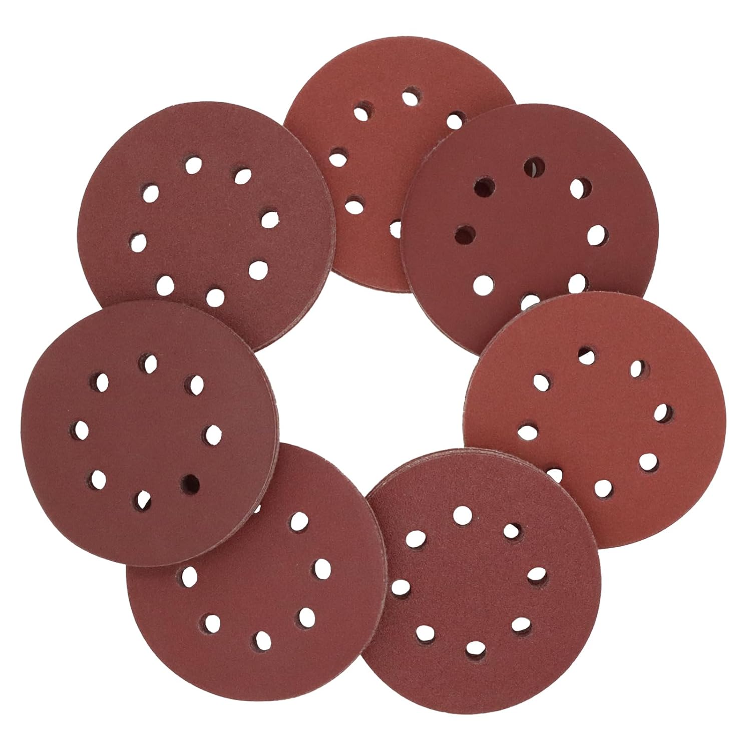 CHEN REFINISH 70 Pcs 5 Inch Sanding Discs Hook and Loop 8 Hole Sanding