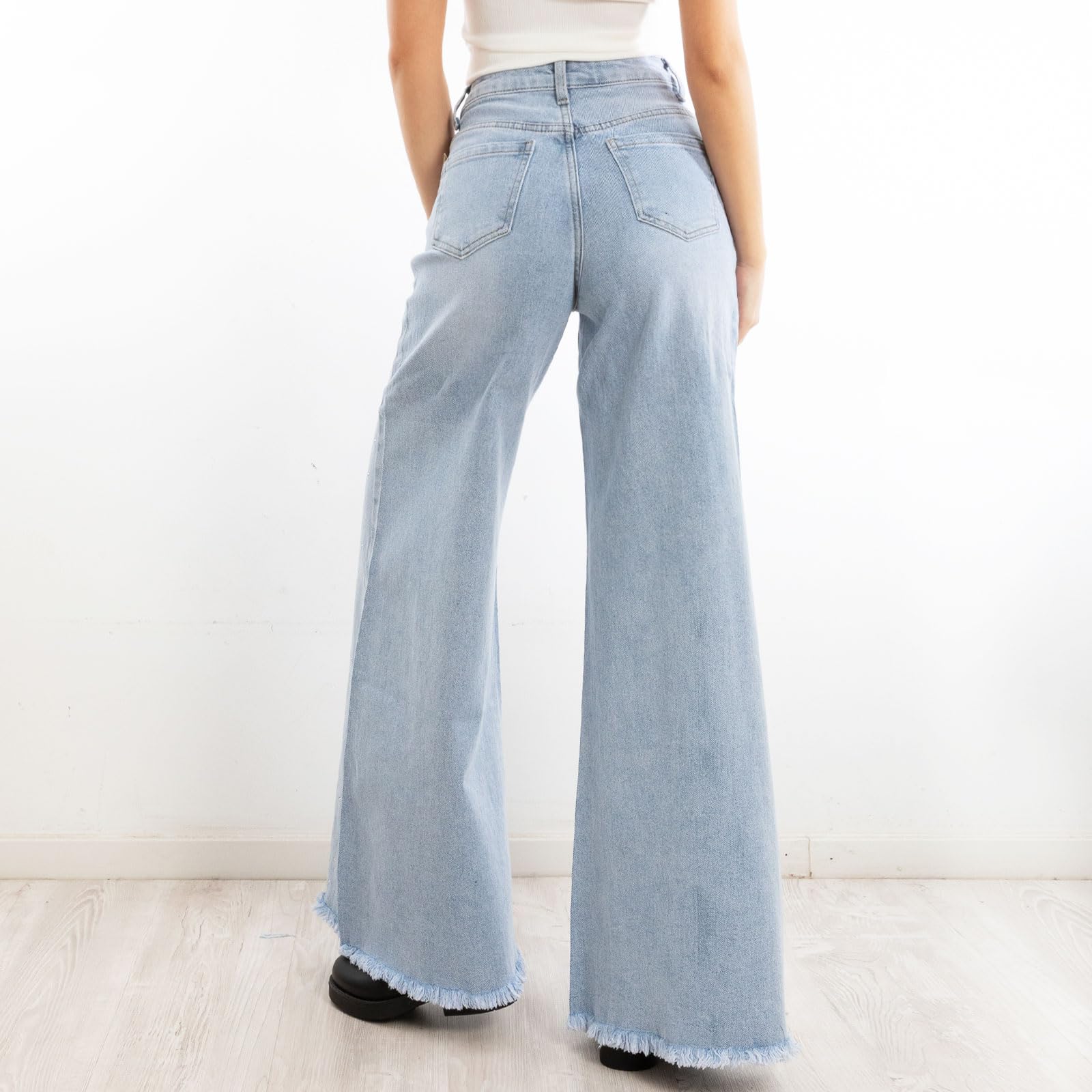 Toocool Jeans Donna Pantaloni Denim Campana Zampa Flare Strass Larghi FX1243