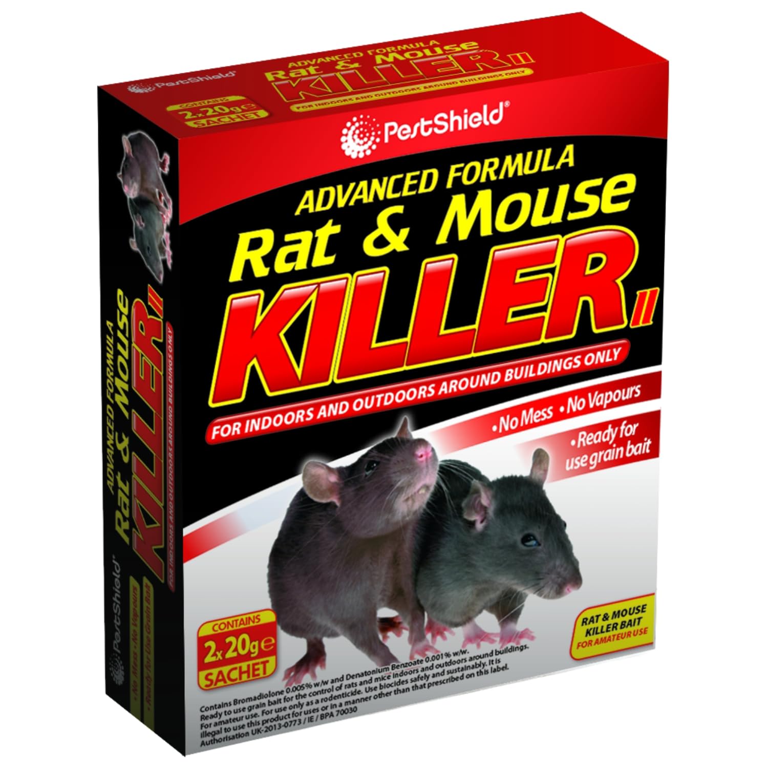 Pest Shield Rat & Mouse Killer Poison AdvancedFormula 6 x 20g Sachets JUST £7.75