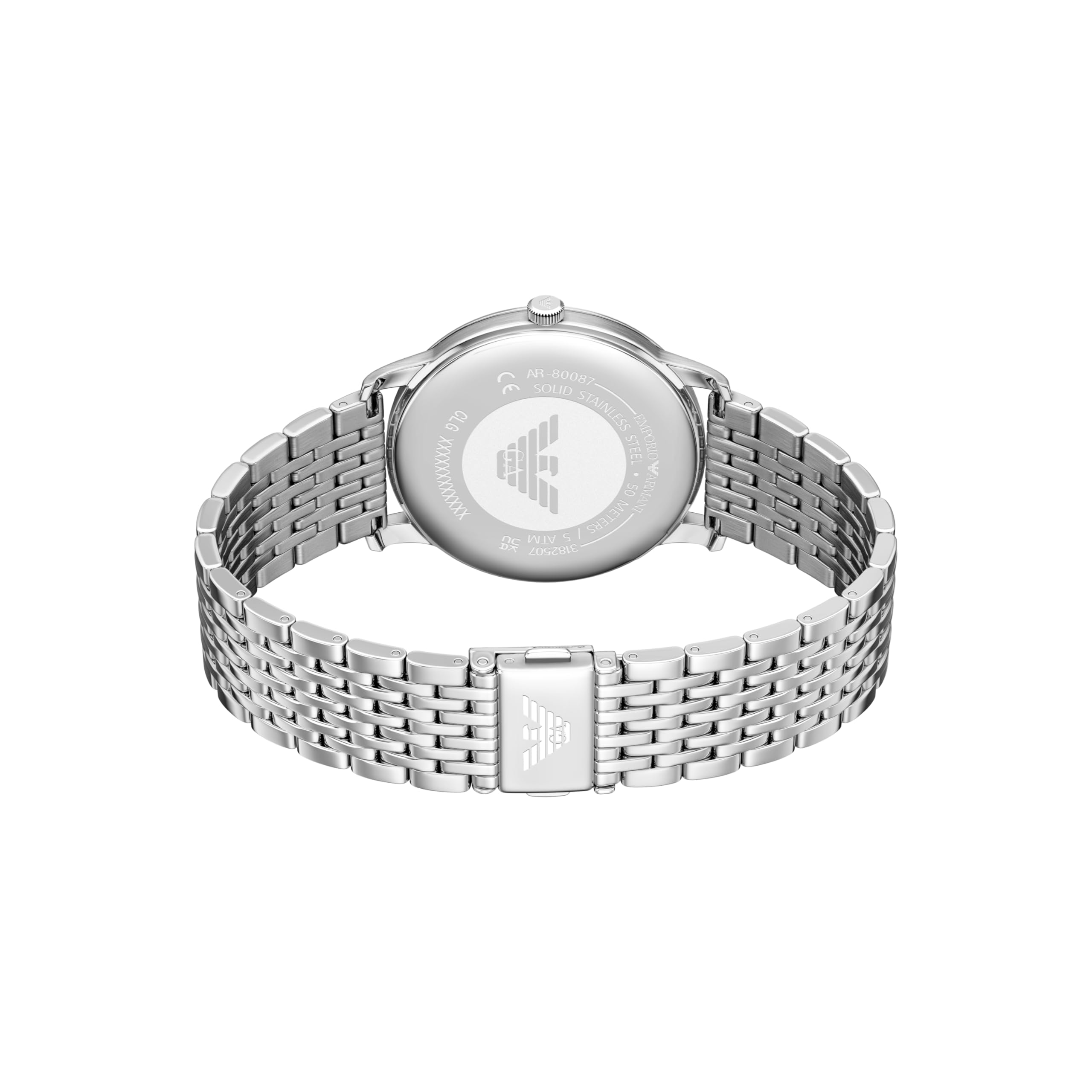 Emporio Armani Herren 42MM Silberfarbene Edelstahl Uhr, AR80087SET