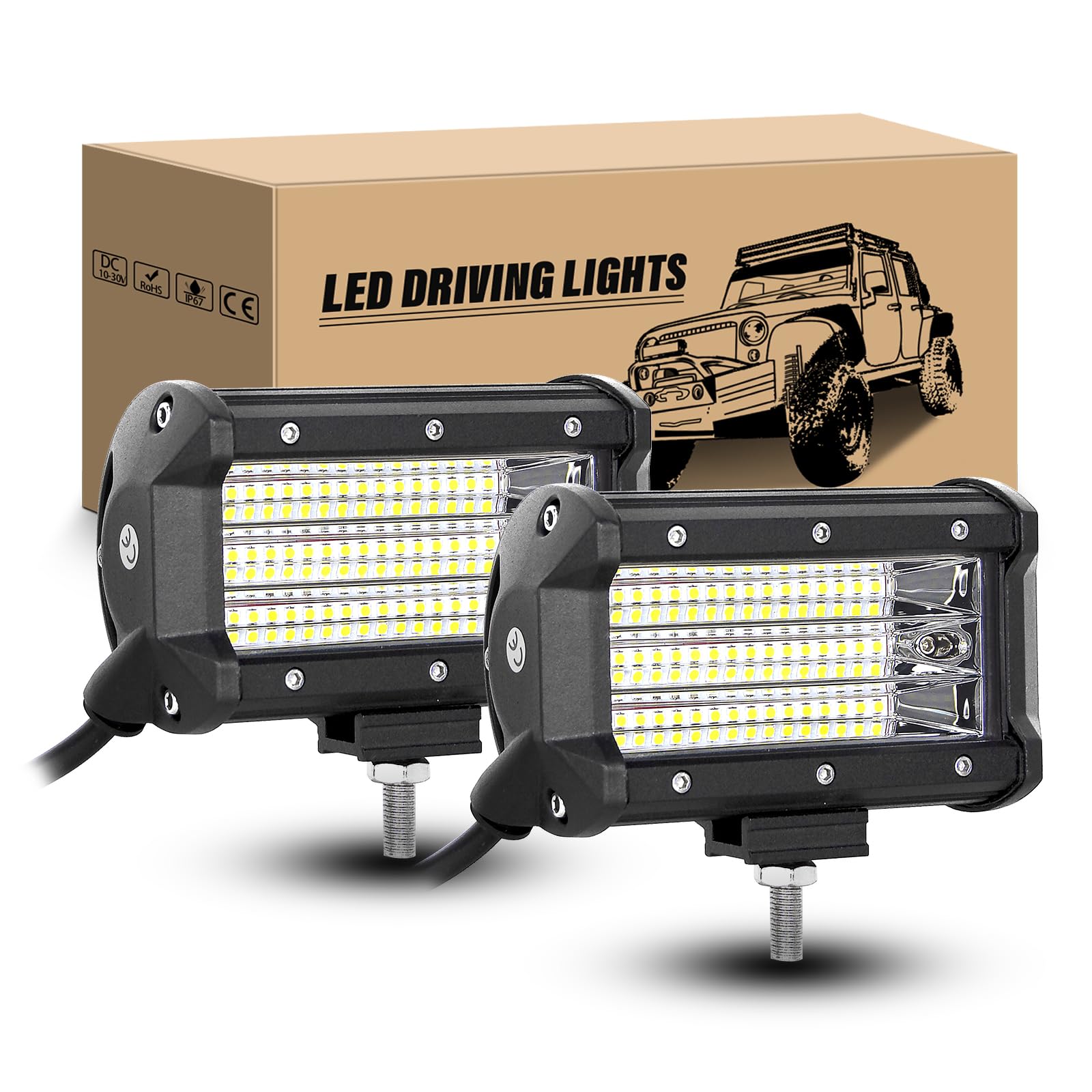 RIGIDON Faro da Lavoro LED 12V 24V, 2 Pcs 13cm 5" 135W Inondazione Faretti Fendinebbia, Impermeabile Fari LED Trattore per 4x4 Fuoristrada Auto Offroad Camion SUV ATV UTV, 6000K Bianca Luci di Guida