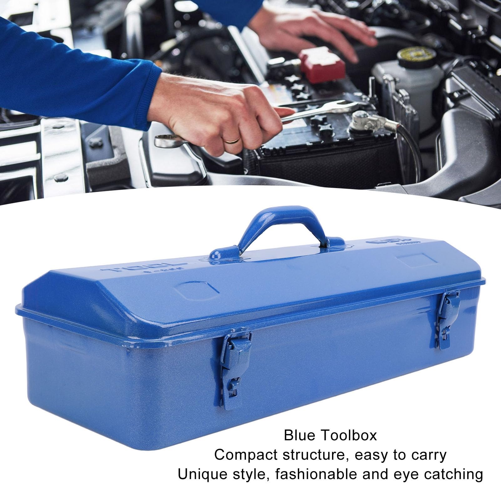 Blue Metal Tool Box Organizer – wytrzymała, przenośna walizka do przechowywania narzędzi do warsztatu, garażu, samochodu i miejsca pracy (Skrzynka narzędziowa 500)