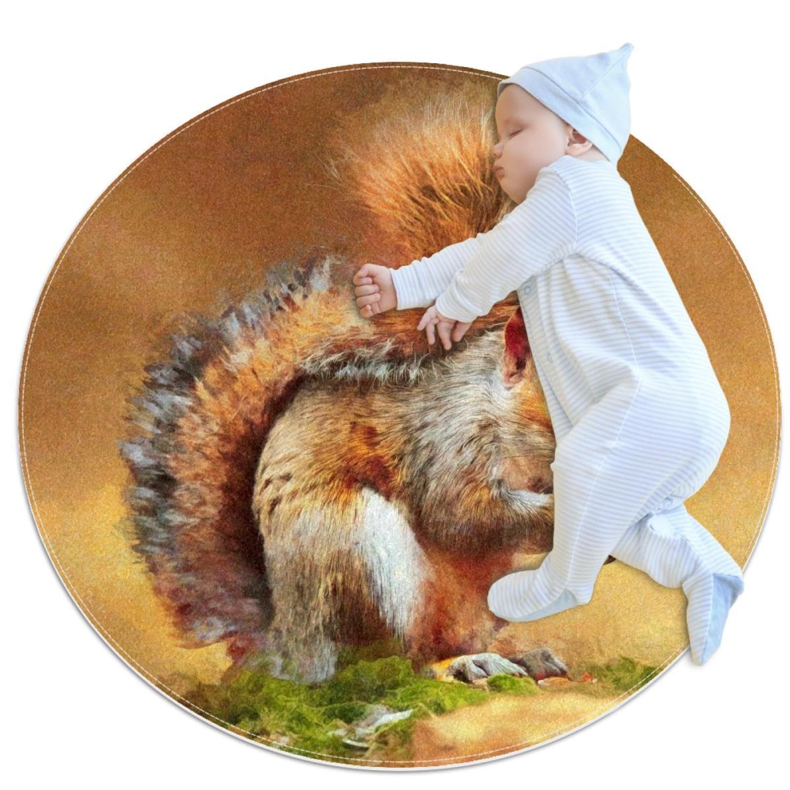 Tapis écureuil pour chambre d'enfant et salon au décor ludique