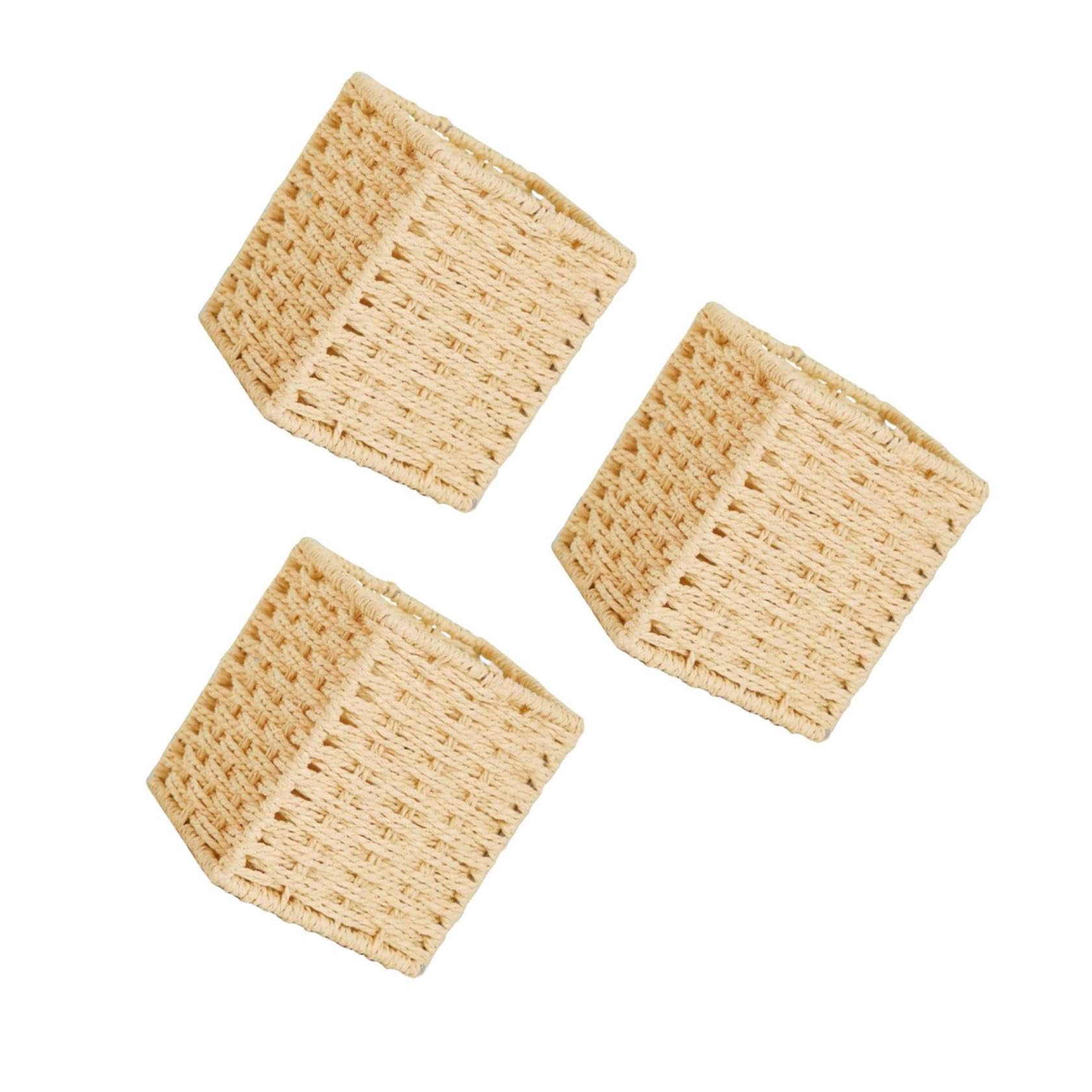 Panier rangement osier pour bureau et maison : lot de 3 boîtes tissées TEHAUX beige